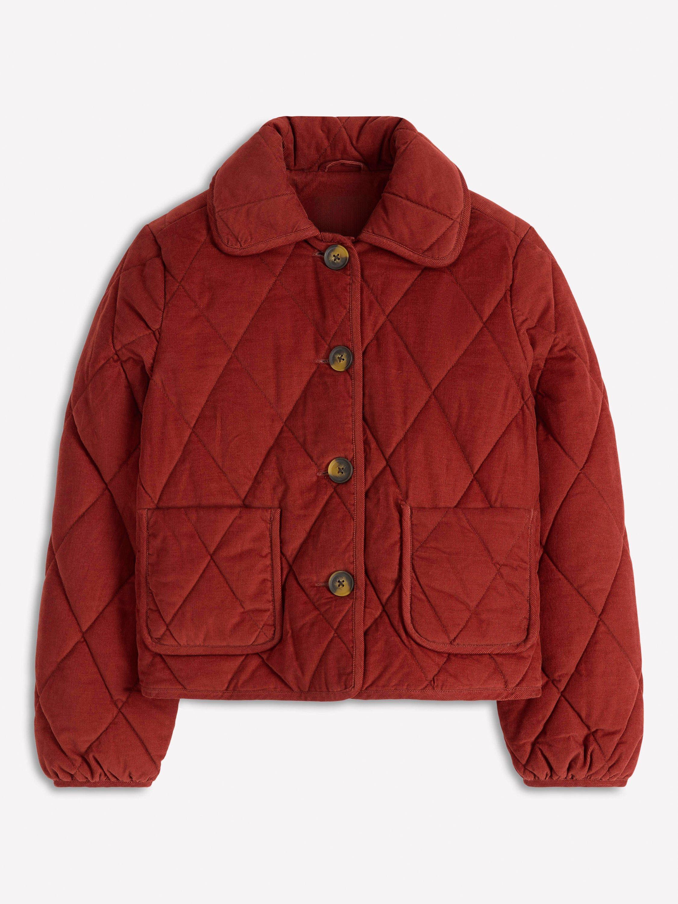 Product image 6 of 6, which shows Boden Fitzrovia Quilted Corduroy Jacket, Fire Brick Red, 14