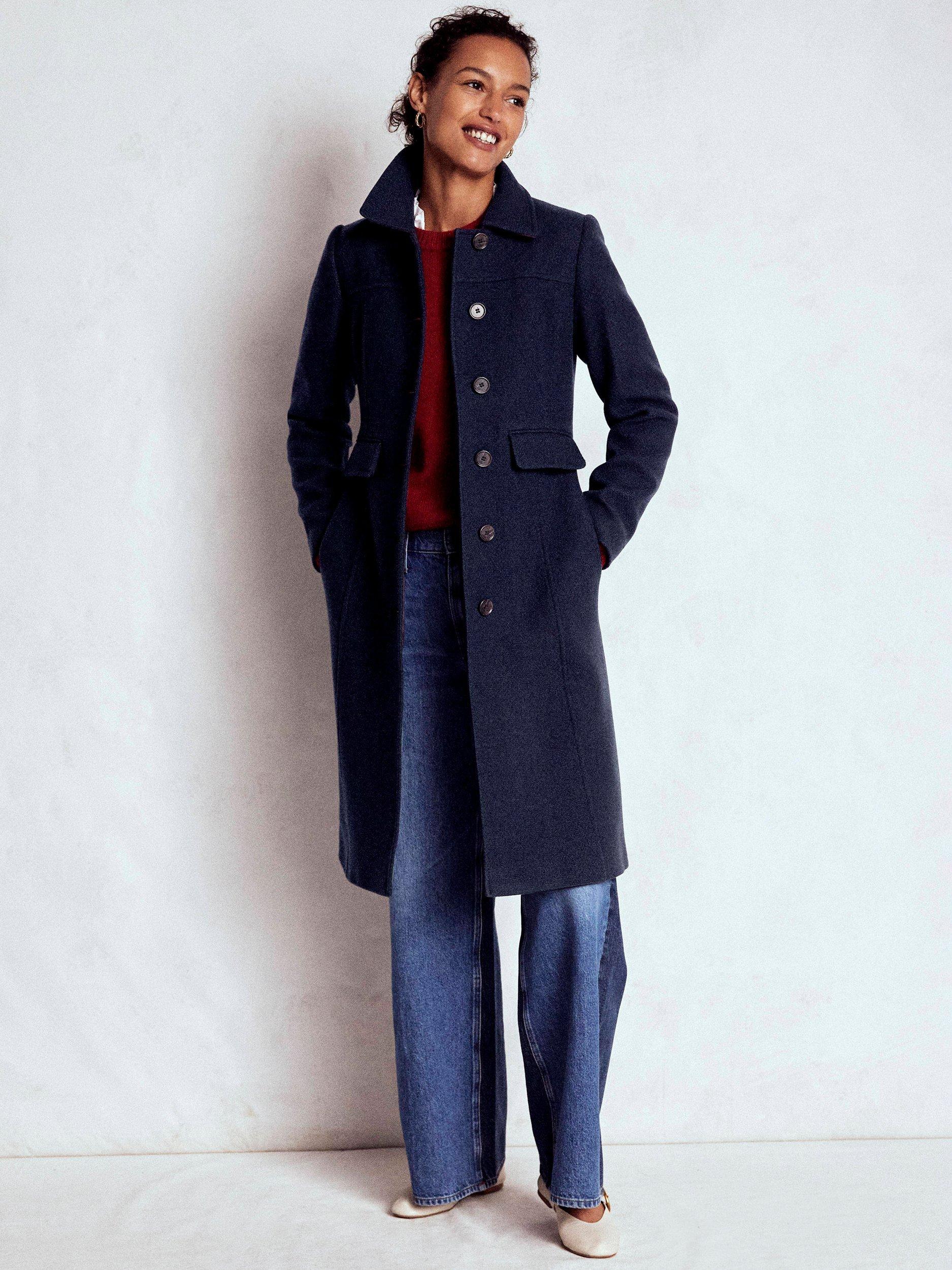 Product image 1 of 6, which shows Boden St Albans Wool Rich Coat, Navy, 8