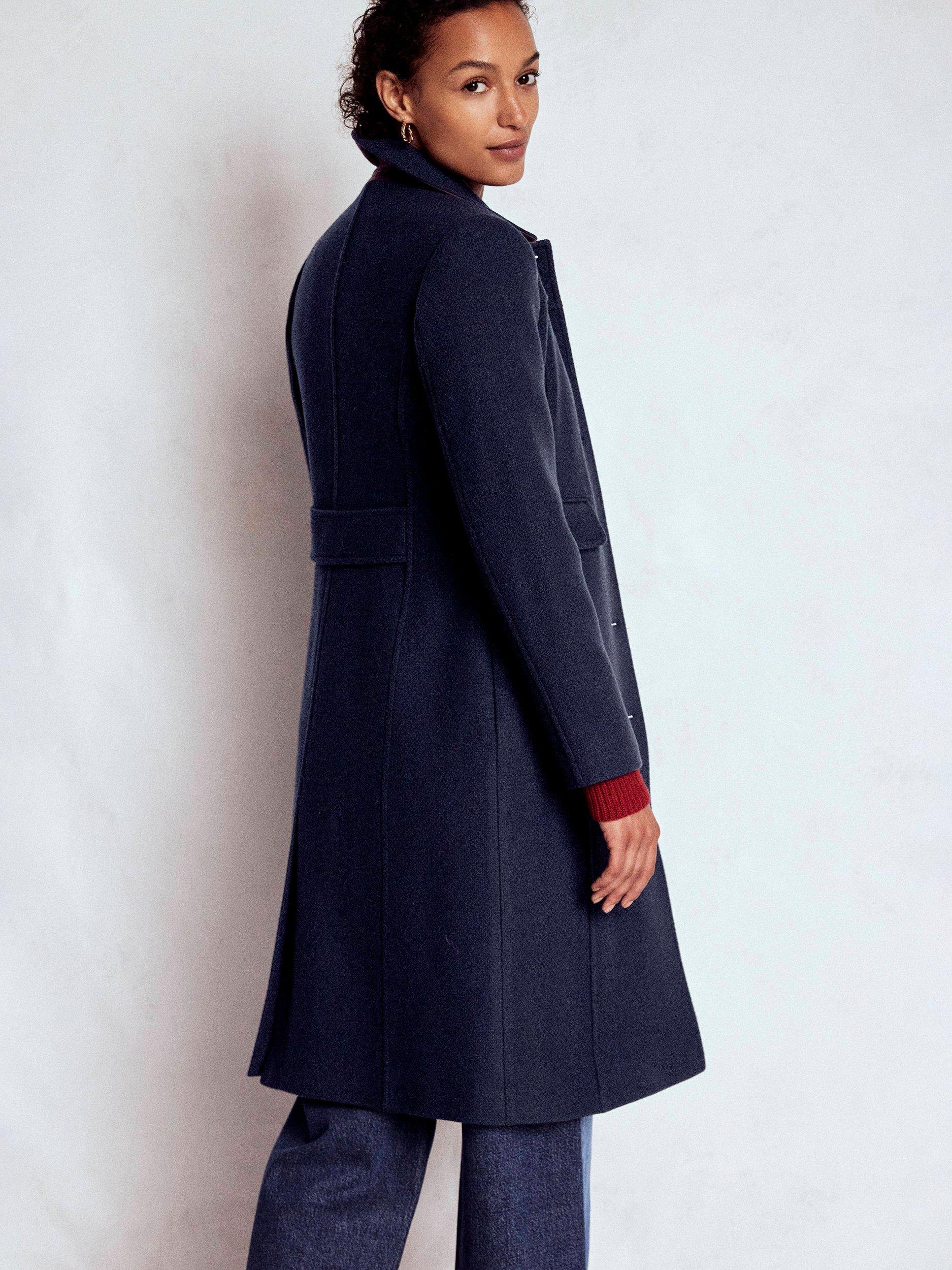 Product image 3 of 6, which shows Boden St Albans Wool Rich Coat, Navy, 8