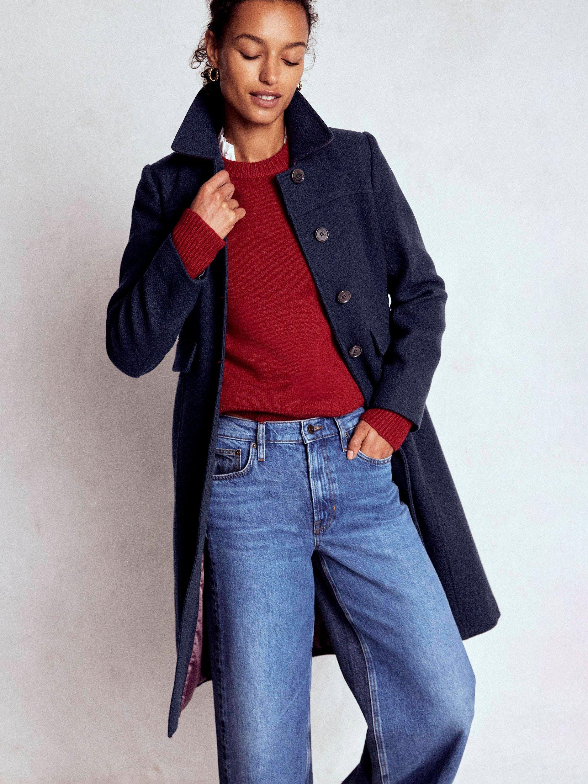 Product image 5 of 6, which shows Boden St Albans Wool Rich Coat, Navy, 8