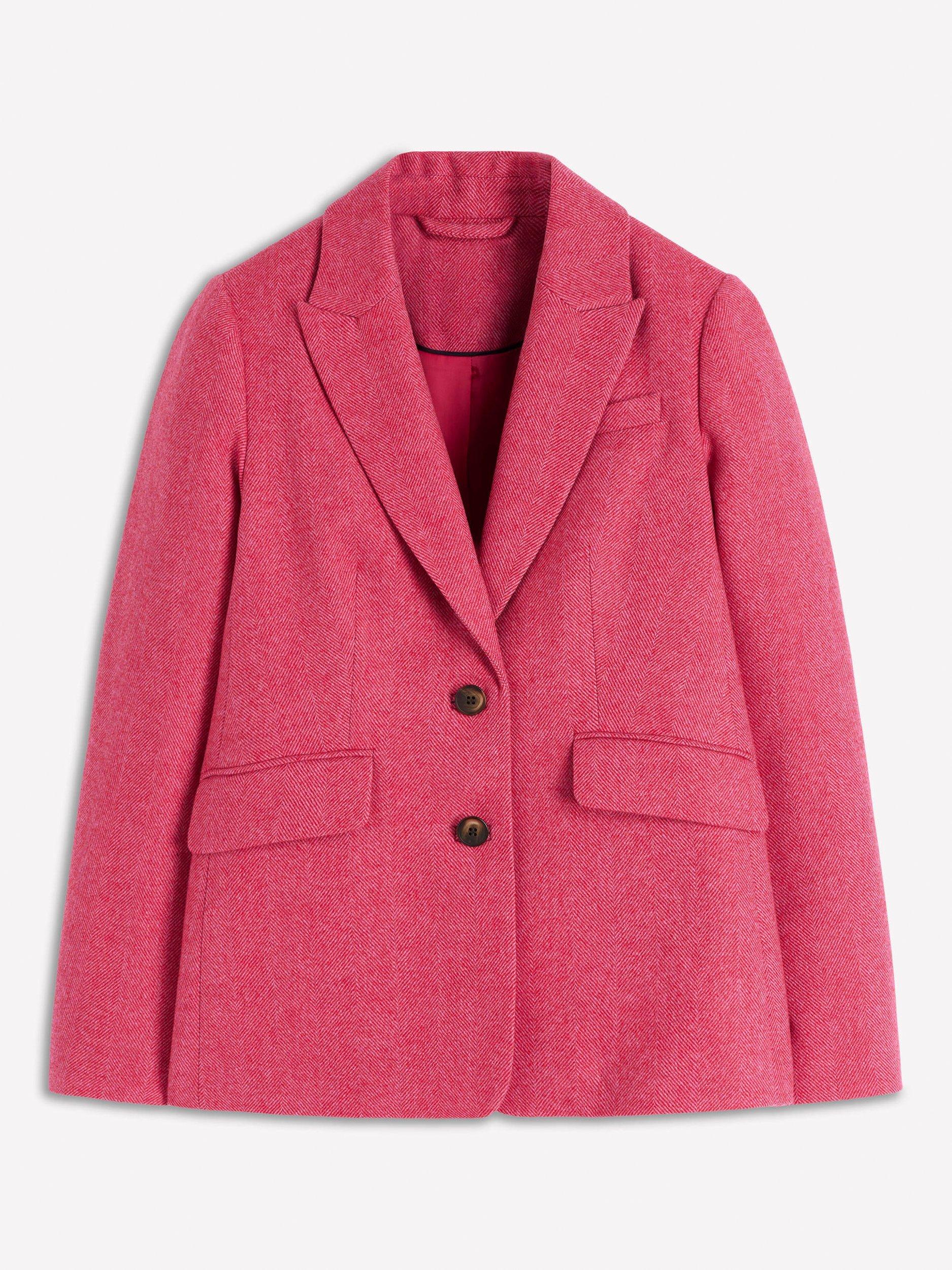 Product image 5 of 5, which shows Boden Stamford Wool Rich Blazer, Pink, 12