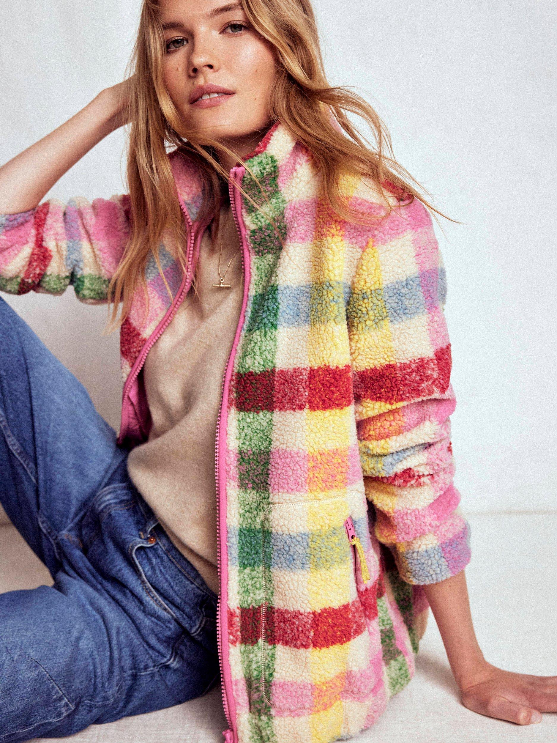 Product image 1 of 6, which shows Boden Westminster Borg Jacket, Multi, 12