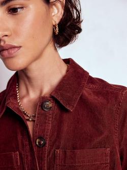 Boden Amanda Cotton Blend Long Sleeve Collar Midi Dress - view 2, Chestnut