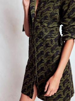 Boden Amanda Graphic Corduroy Dress, Green - view 2, Green