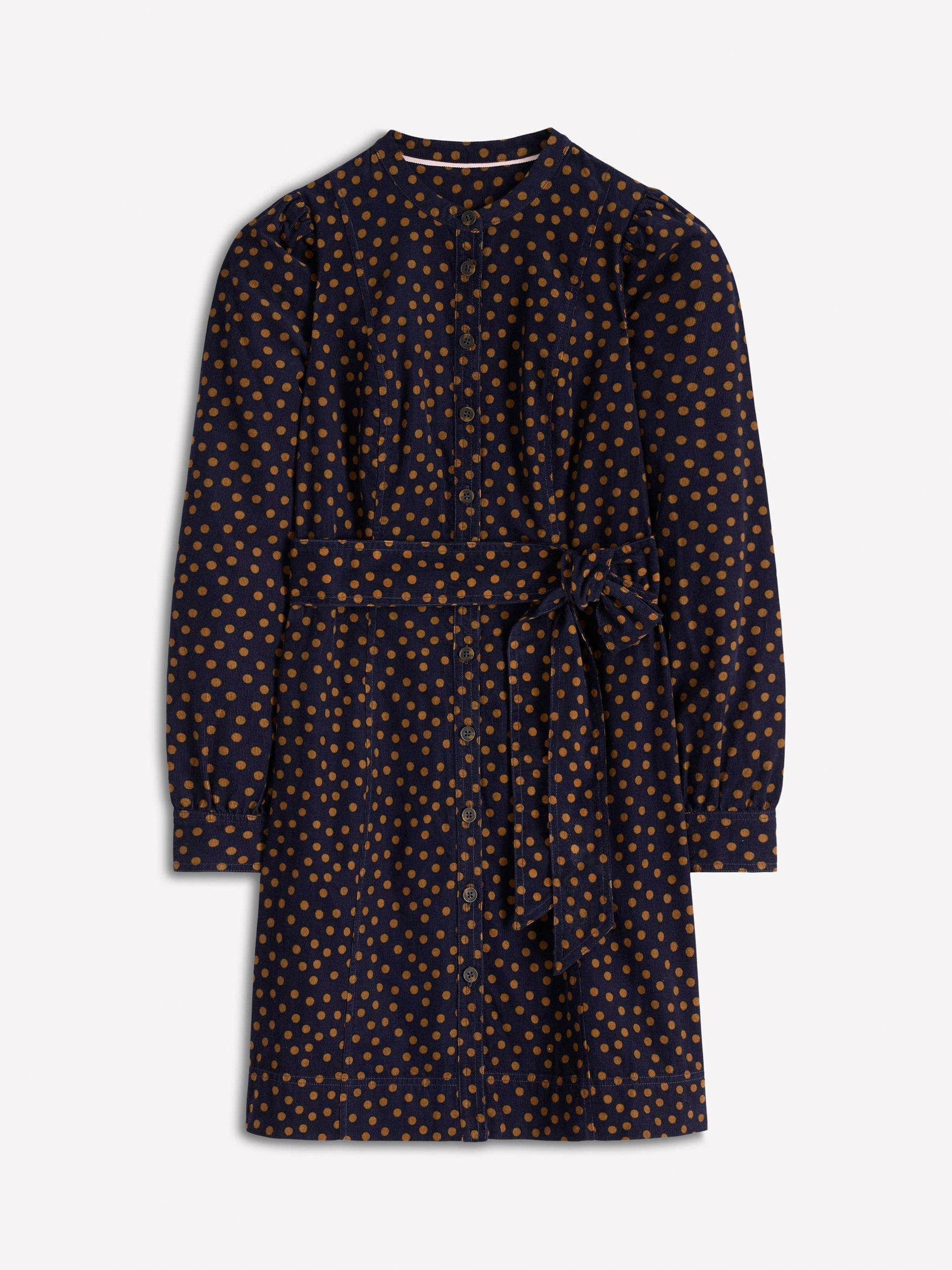 Product image 5 of 5, which shows Boden Bre Polka Dot Corduroy Dress, Navy, 10