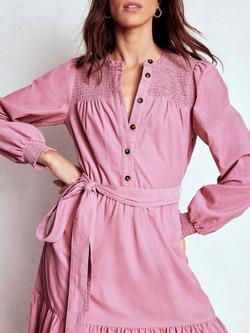 Boden Cecily Corduroy Tiered Midi Dress, Pink Haze - view 2, Pink Haze