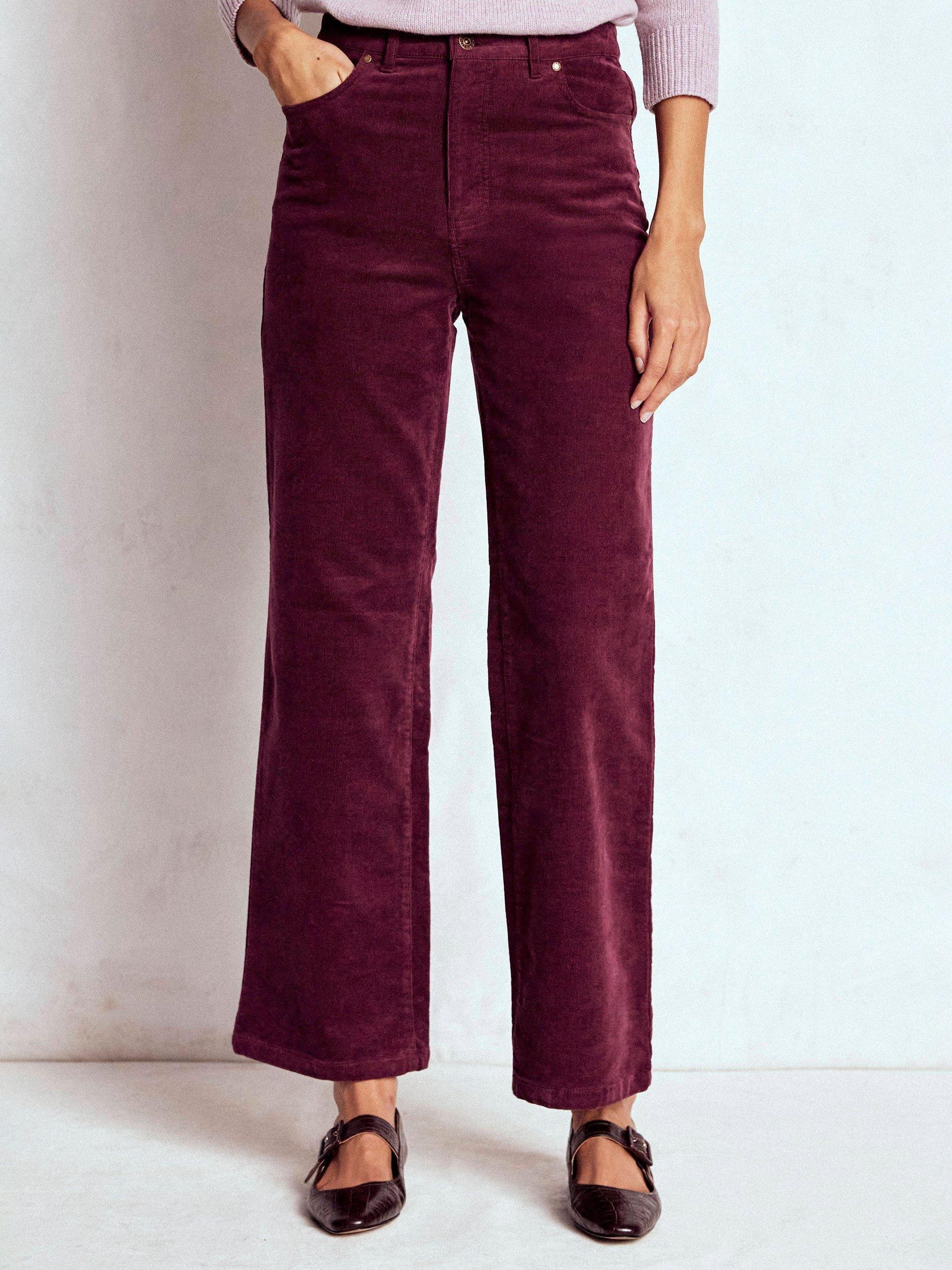 Product image 4 of 5, which shows Boden Column Corduroy Jeans, Burgundy, 10