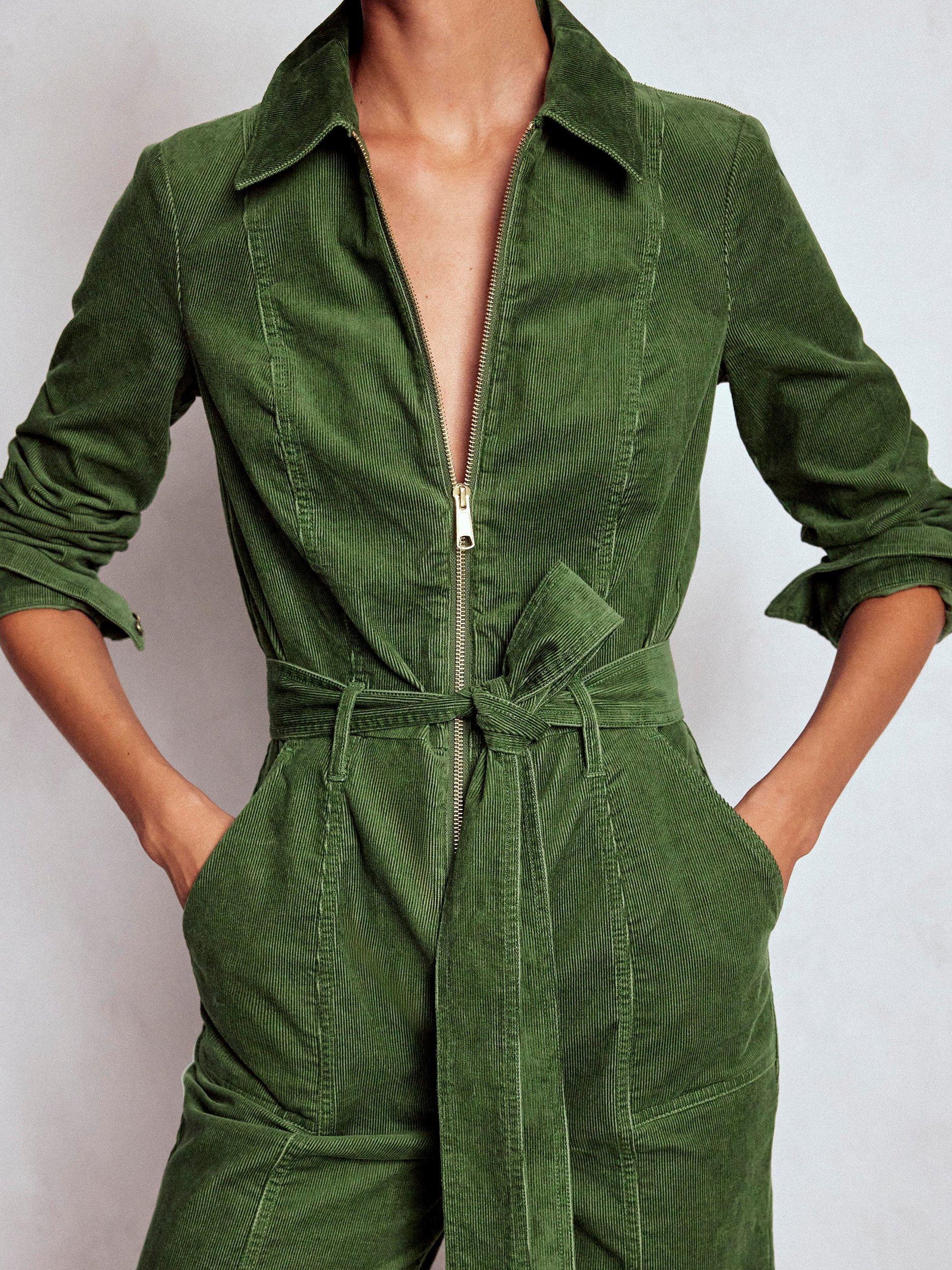 Product image 2 of 5, which shows Boden Zip Up Corduroy Jumpsuit, Fern, 16