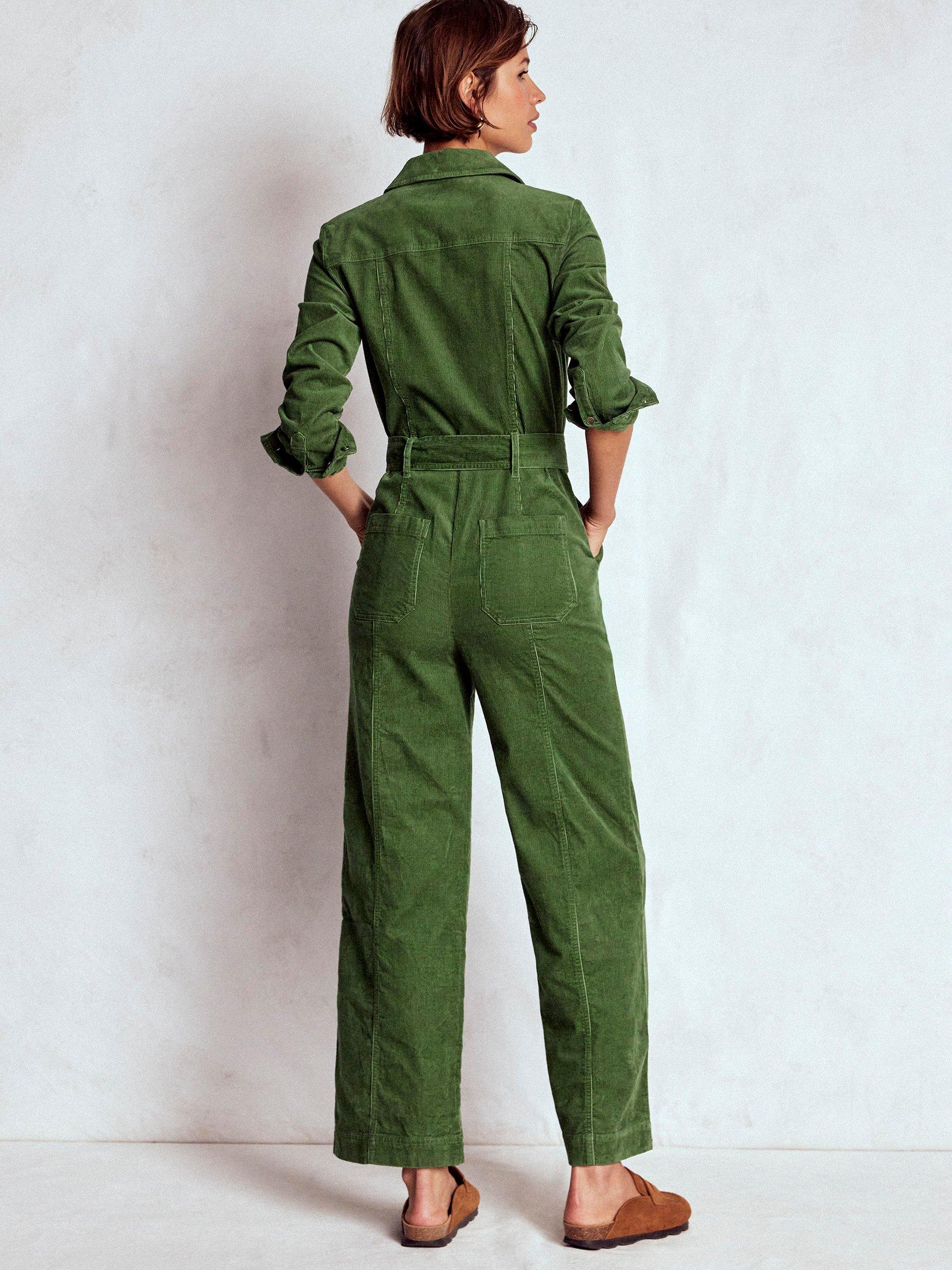 Product image 3 of 5, which shows Boden Zip Up Corduroy Jumpsuit, Fern, 16