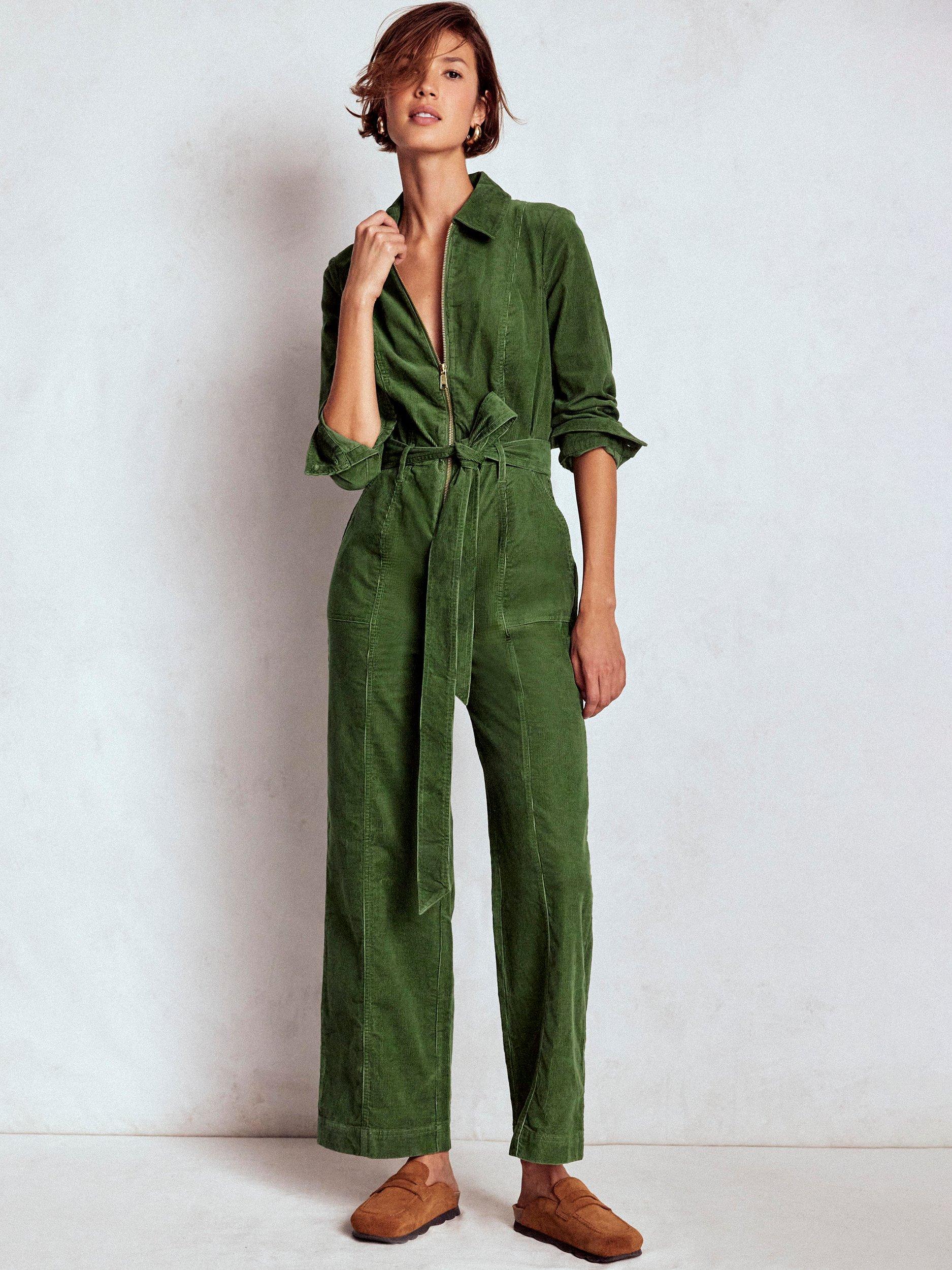 Product image 4 of 5, which shows Boden Zip Up Corduroy Jumpsuit, Fern, 16