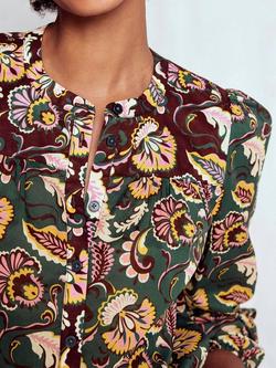 Boden Corrine Floral Long Sleeve Top, Green - view 2, Green