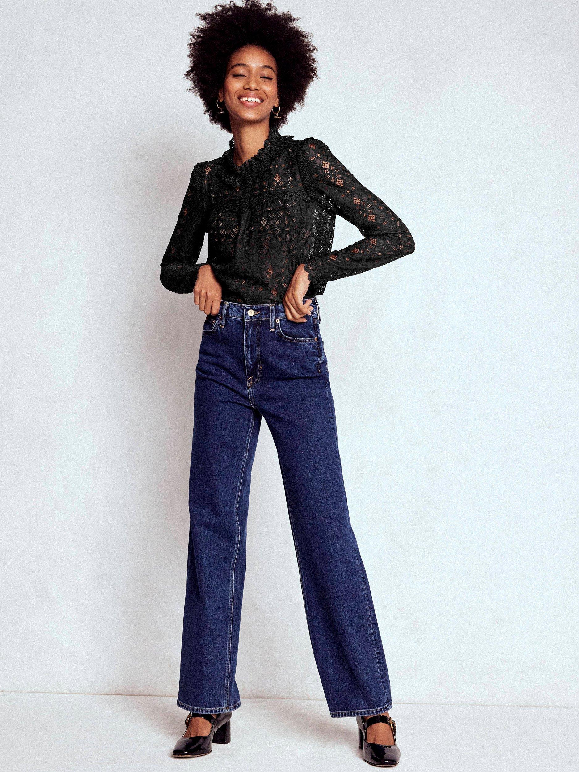 Product image 5 of 5, which shows Boden Lace Trim Detail Top, Black, 8