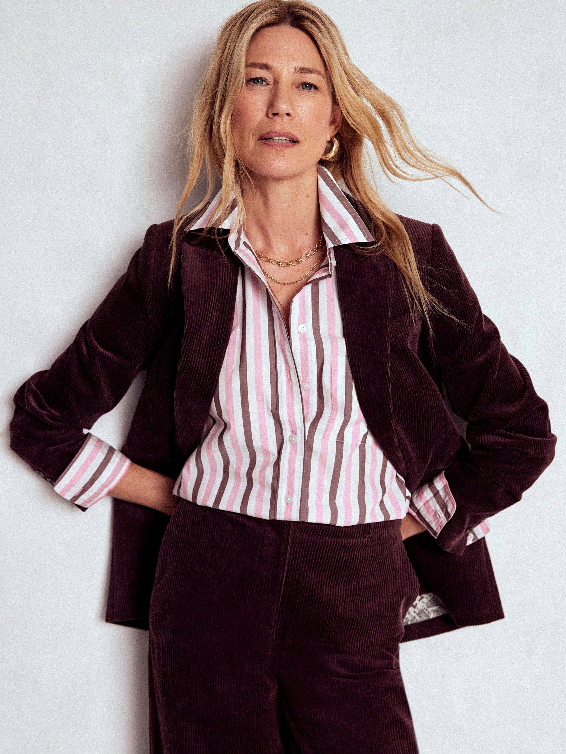 Product image 4 of 5, which shows Boden Sadie Relaxed Stripe Shirt, Pink/Chestnut, 10