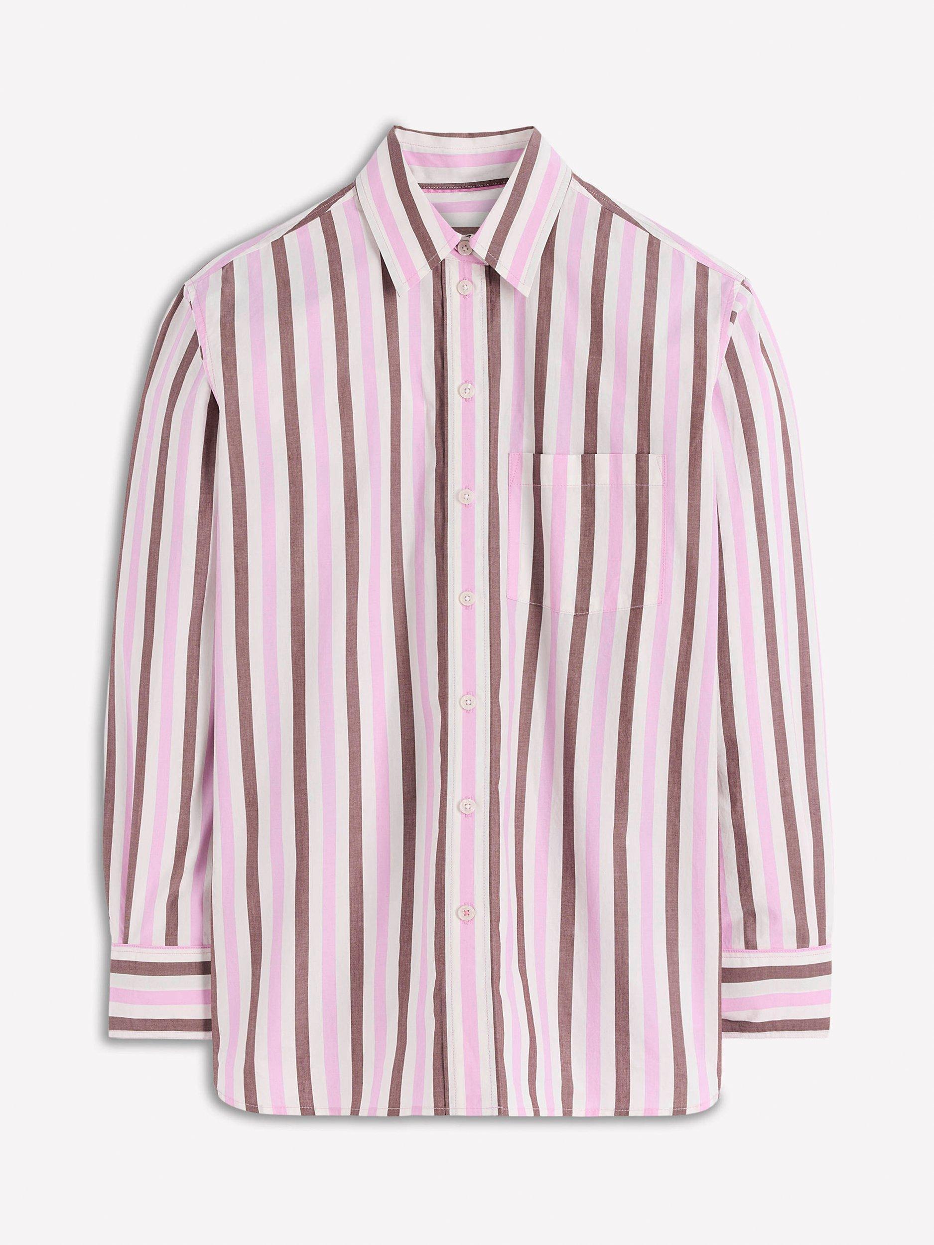 Product image 5 of 5, which shows Boden Sadie Relaxed Stripe Shirt, Pink/Chestnut, 10