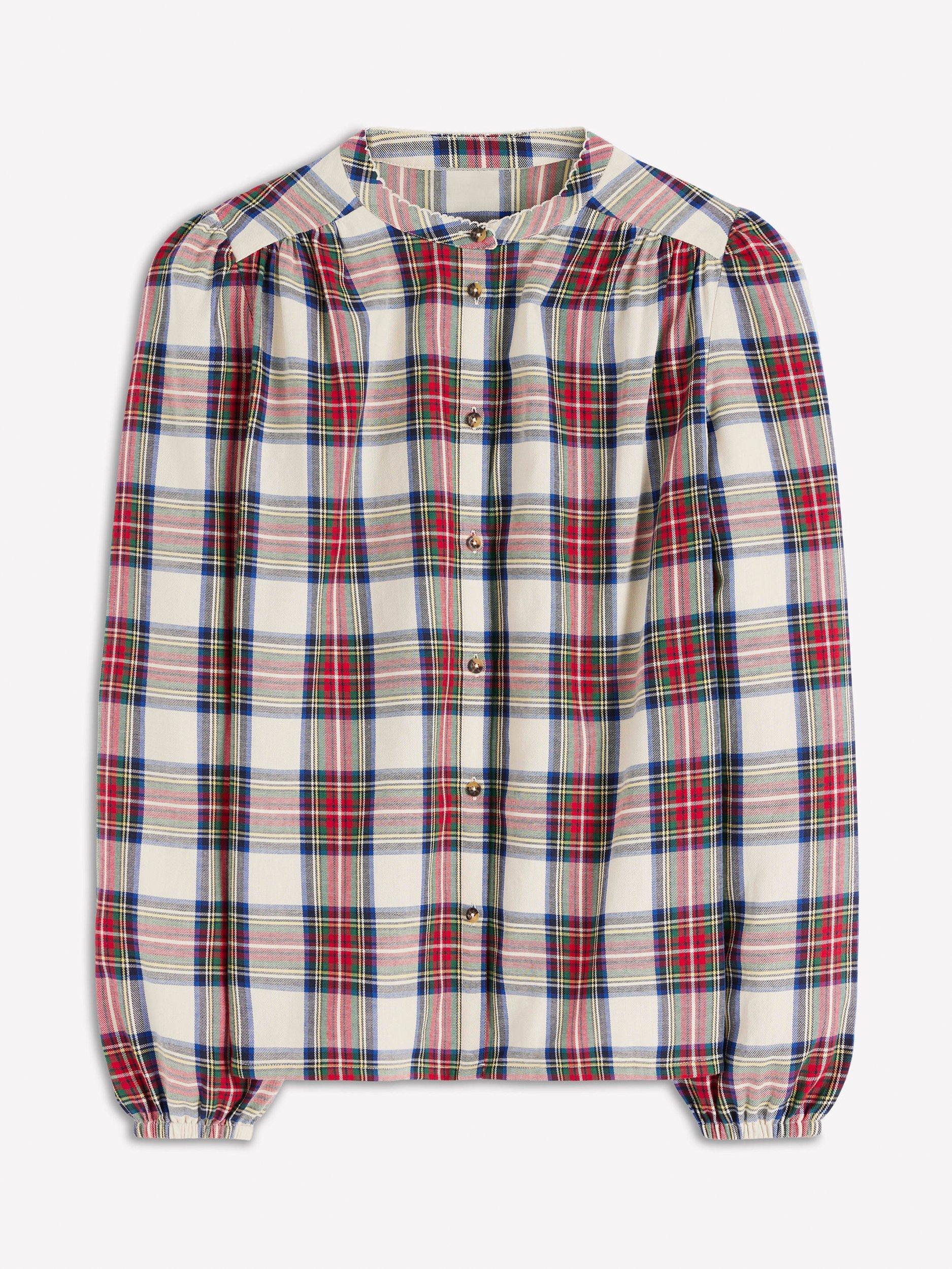 Product image 6 of 6, which shows Boden Layla Tartan Brushed Cotton Shirt, Red/Multi, 8