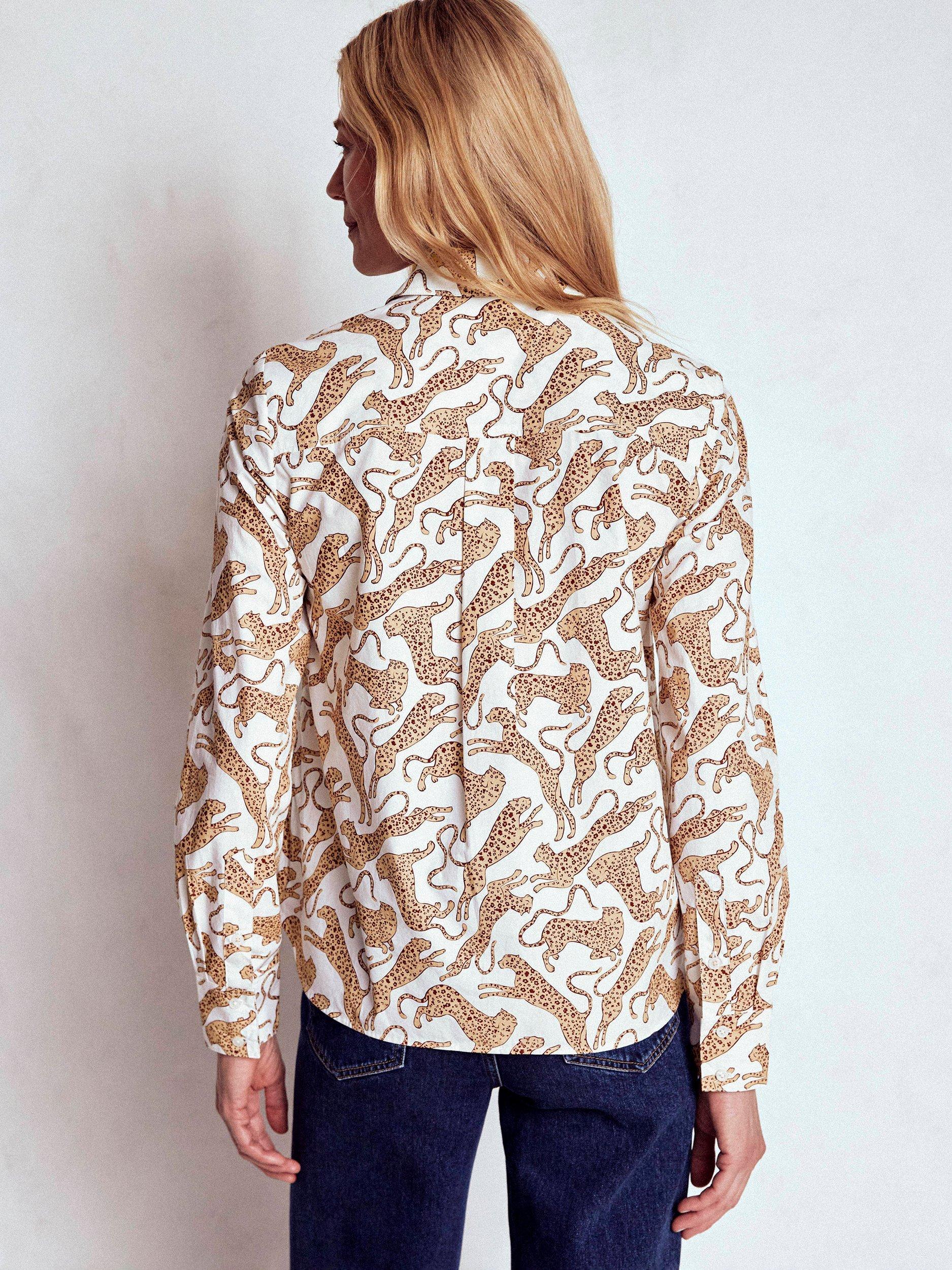 Product image 4 of 5, which shows Boden Sienna Leopards Shirt, Ivory/Multi, 8