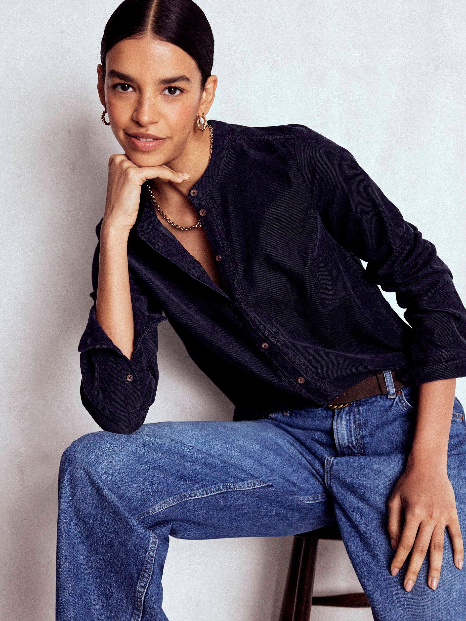 Product image 2 of 5, which shows Boden Victoria Cord Shirt, Navy, 8