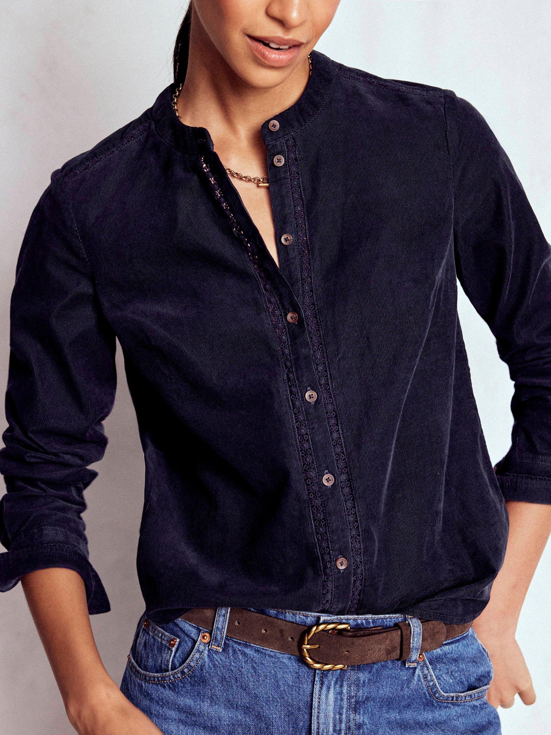 Product image 3 of 5, which shows Boden Victoria Cord Shirt, Navy, 8