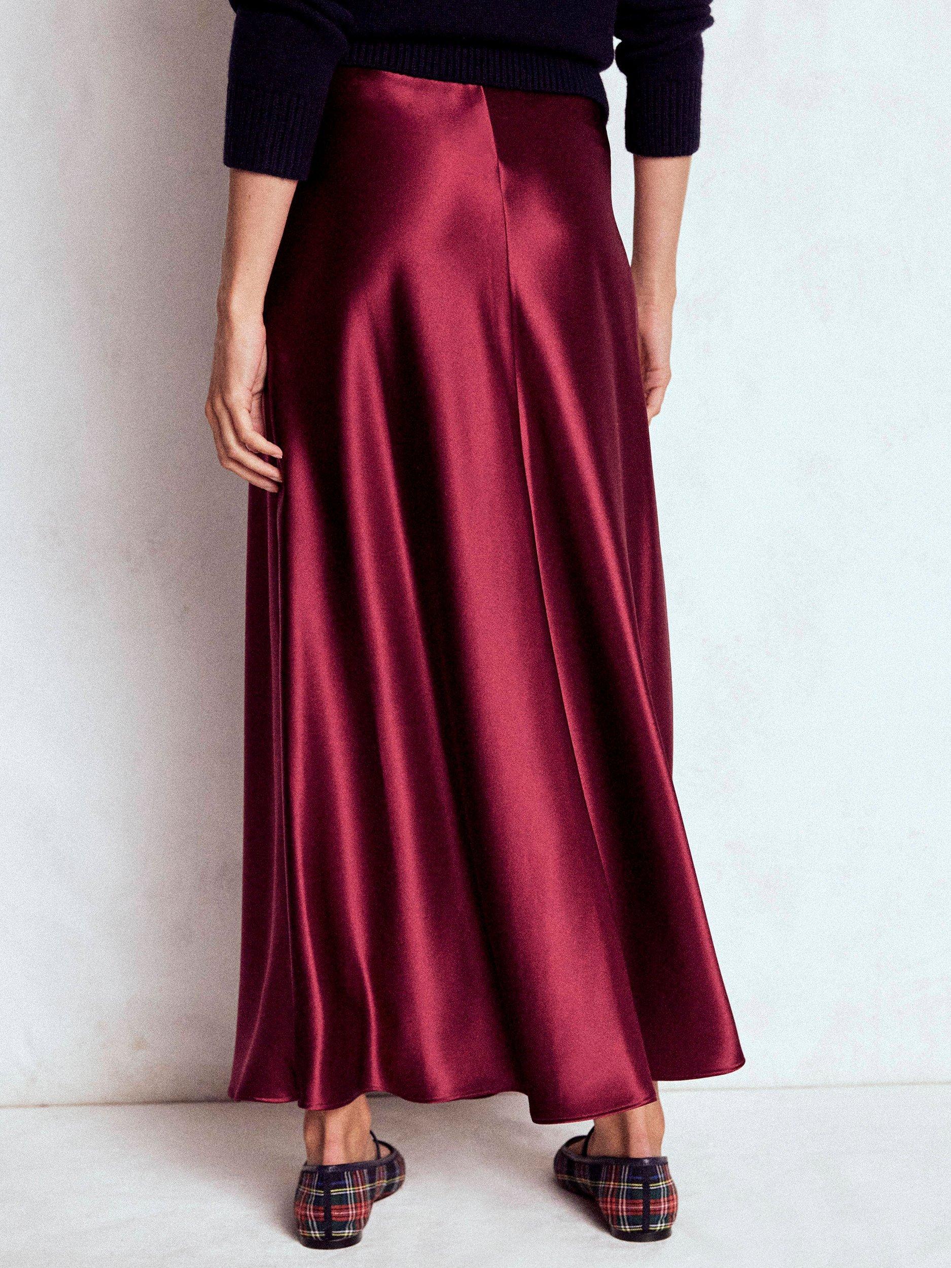 Product image 3 of 6, which shows Boden Bias Cut Maxi Slip Skirt, Chestnut, 8