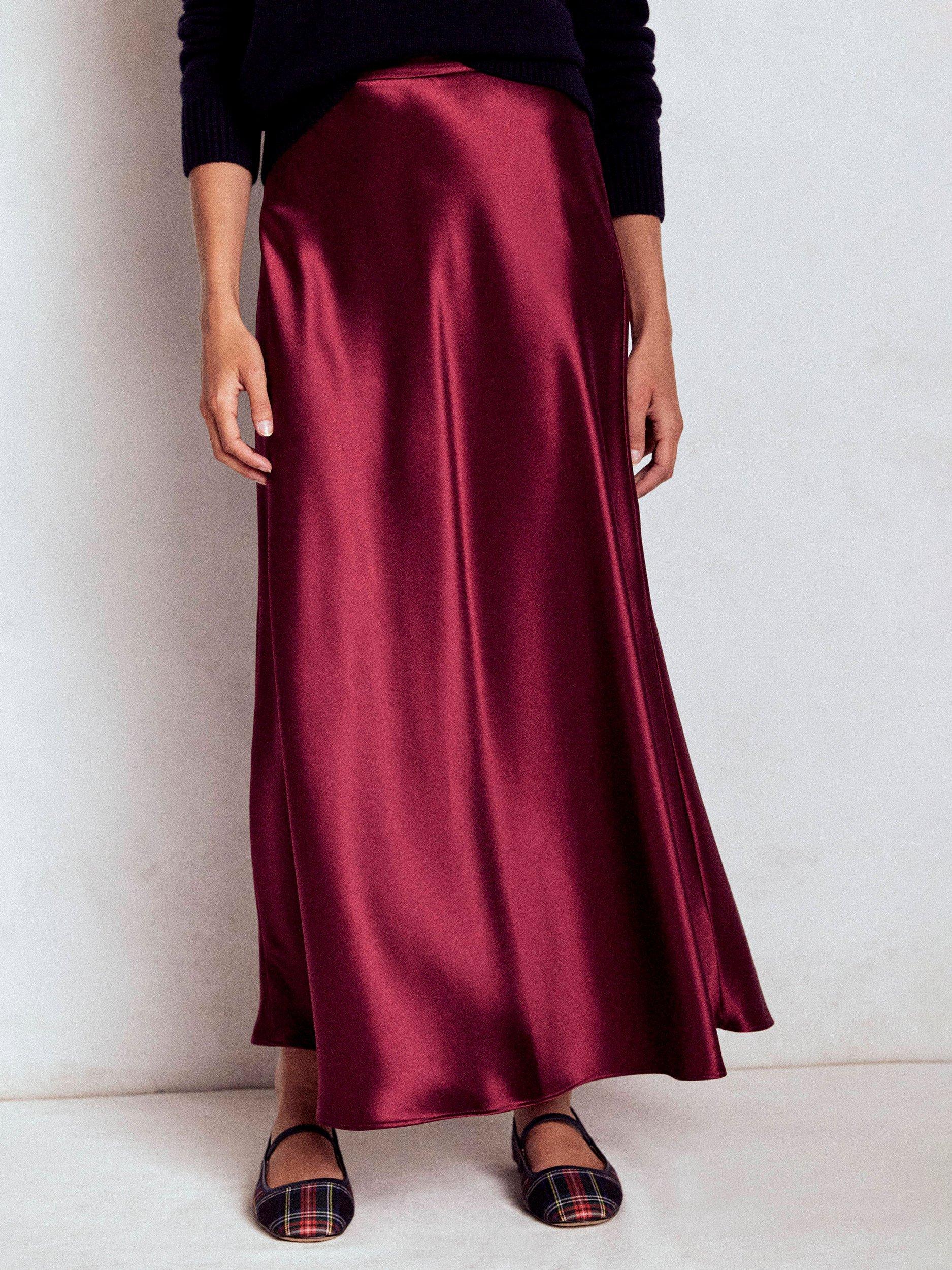 Product image 4 of 6, which shows Boden Bias Cut Maxi Slip Skirt, Chestnut, 8