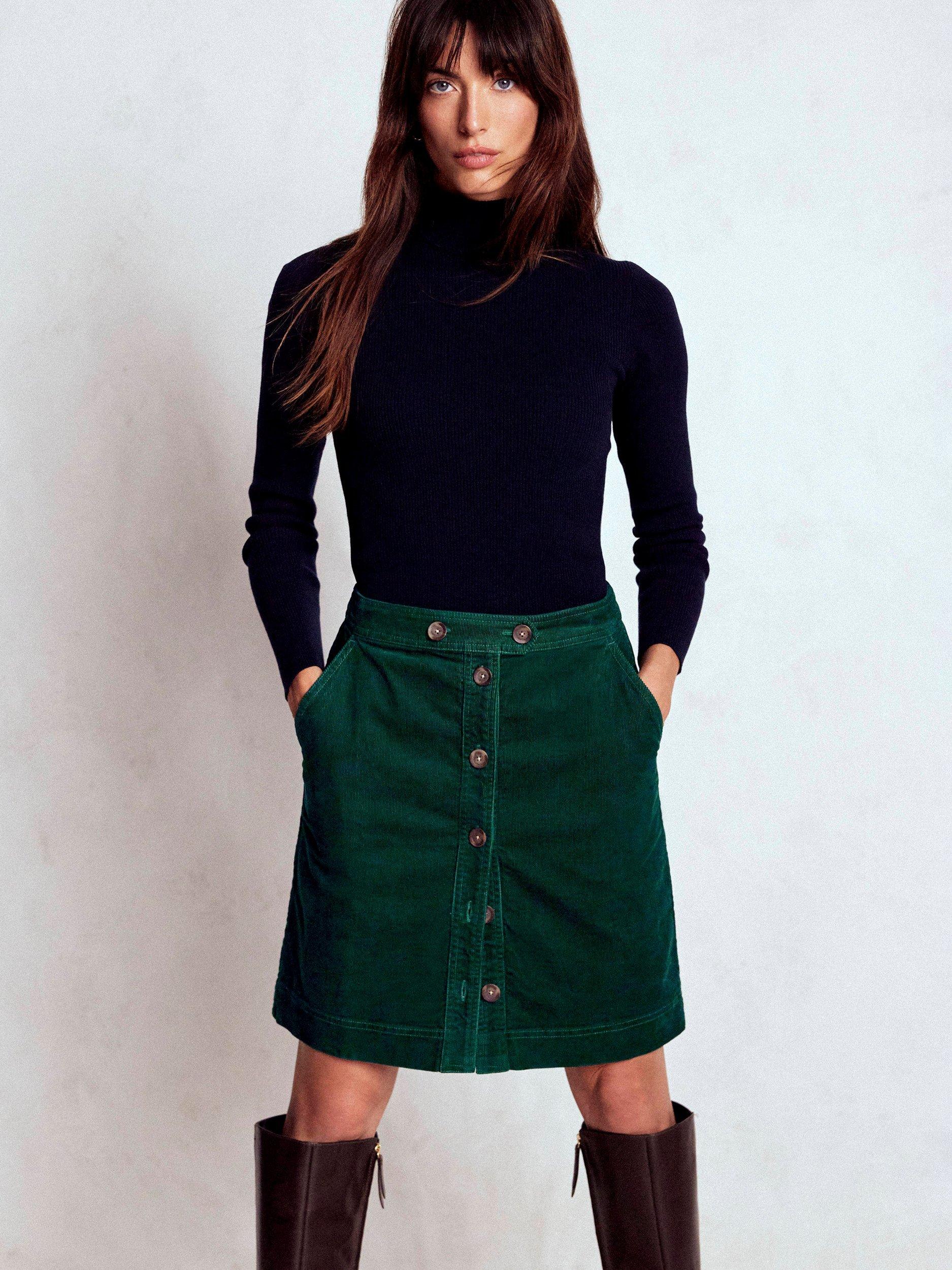 Boden Cecelia Corduroy Mini Skirt, Emerald Night
