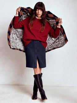 Boden Cecelia Textured Skirt, Navy, Navy