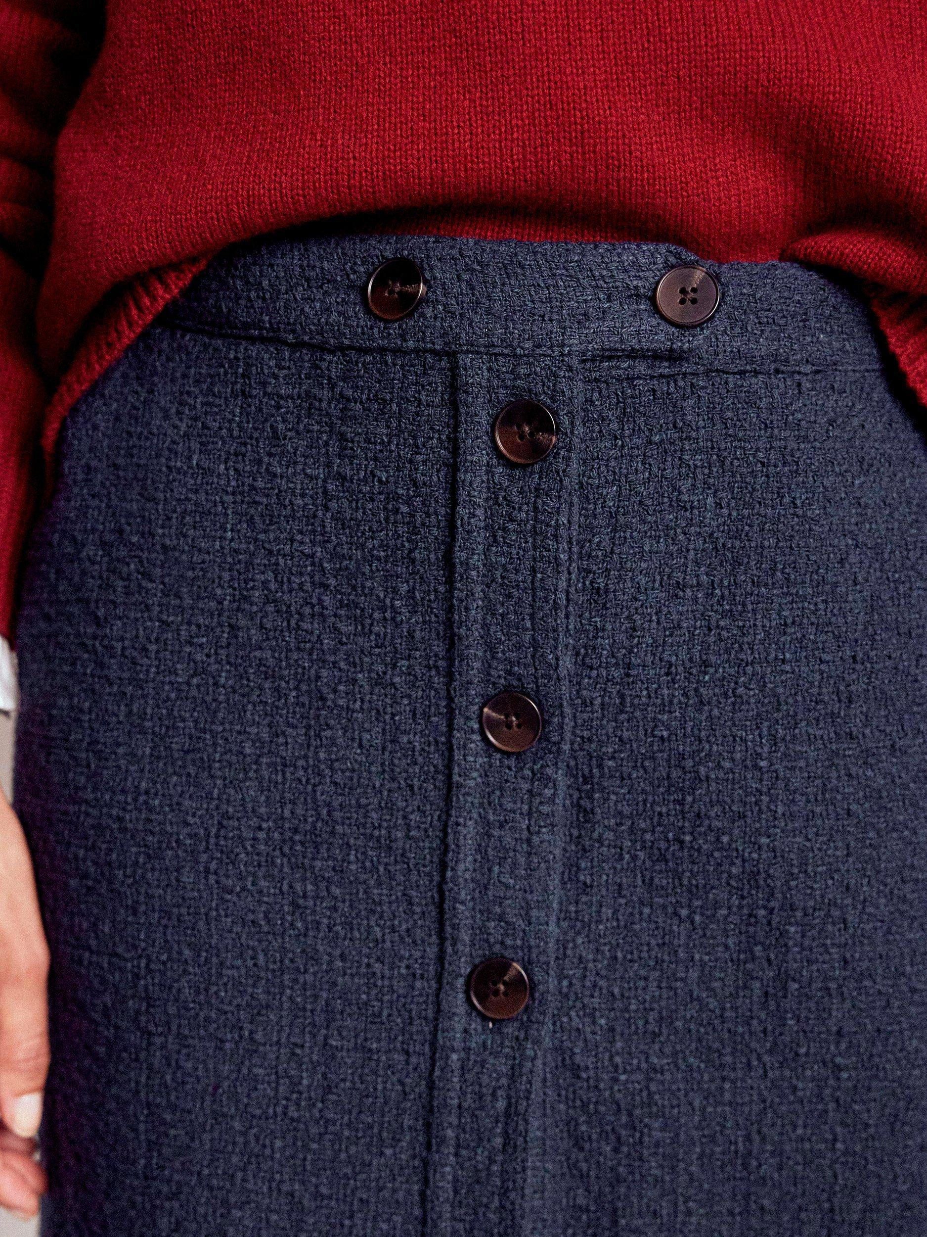 Product image 2 of 5, which shows Boden Cecelia Textured Skirt, Navy, 10
