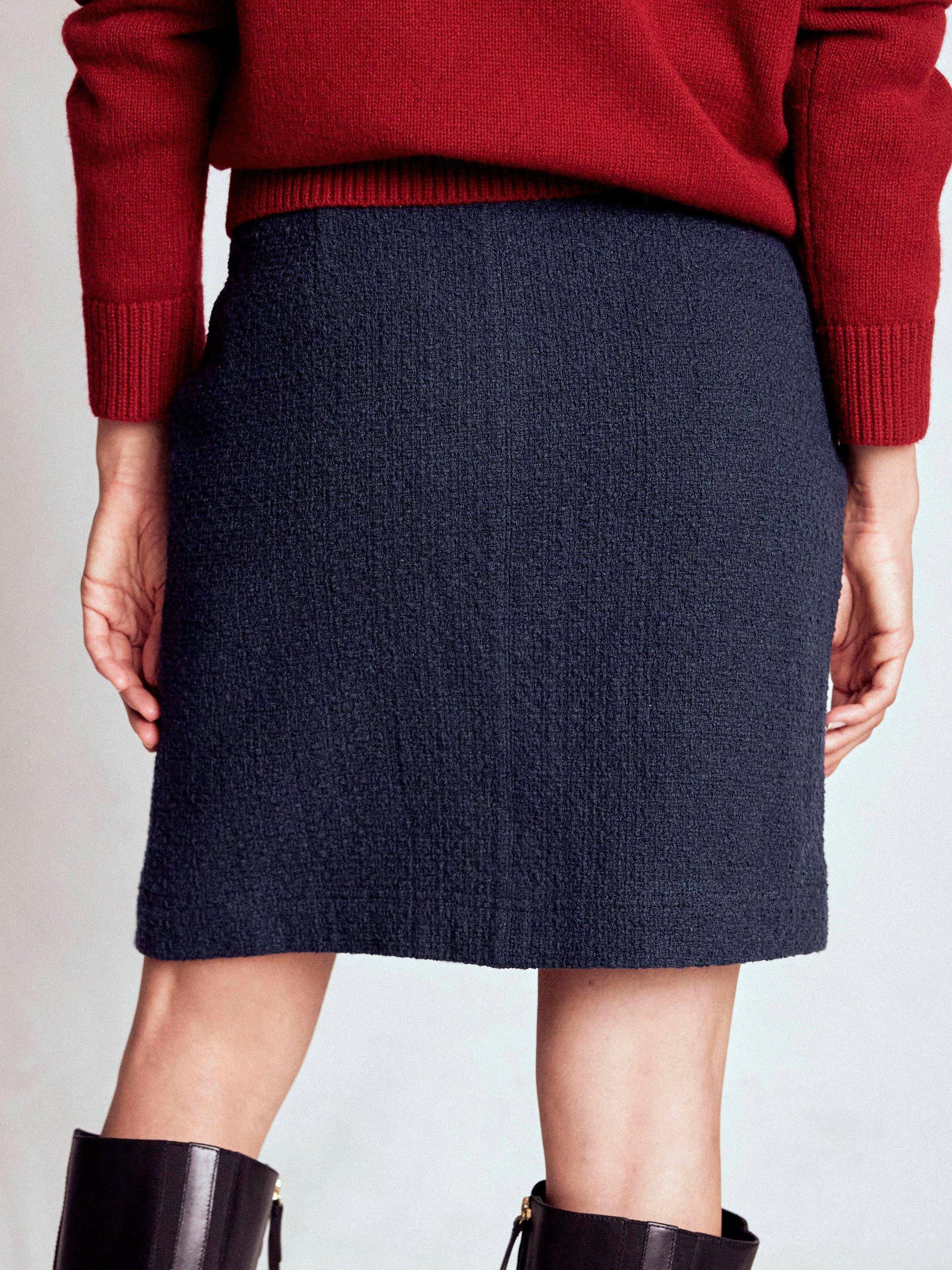 Product image 3 of 5, which shows Boden Cecelia Textured Skirt, Navy, 10