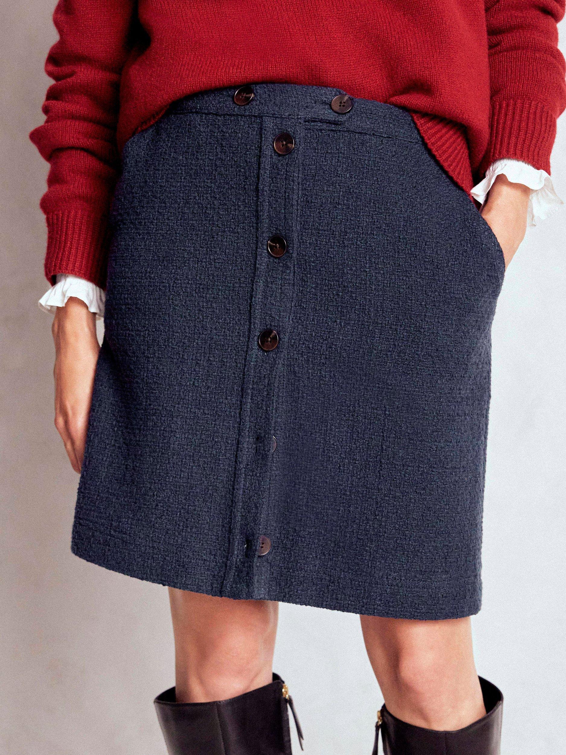 Product image 4 of 5, which shows Boden Cecelia Textured Skirt, Navy, 10