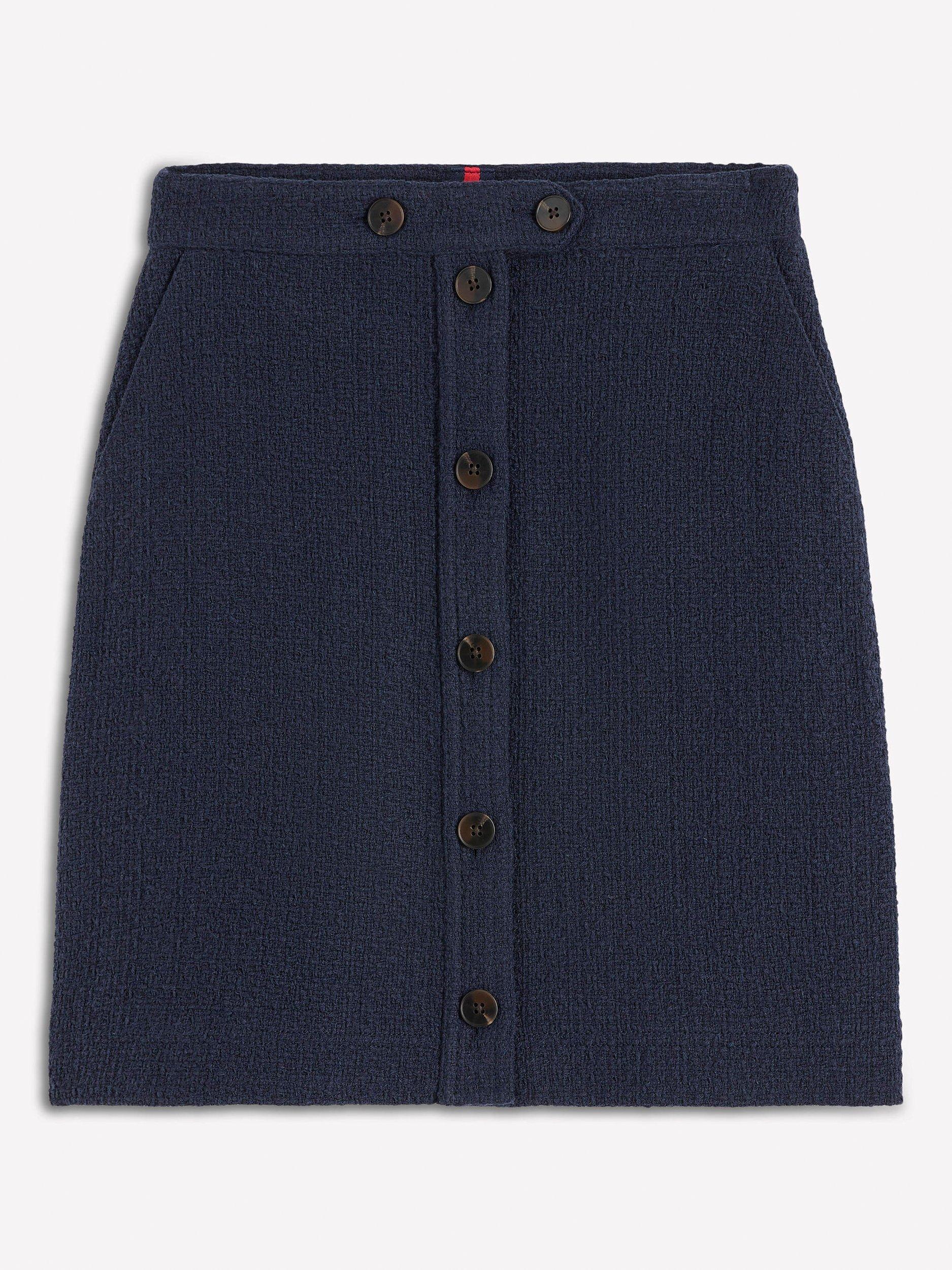 Product image 5 of 5, which shows Boden Cecelia Textured Skirt, Navy, 10