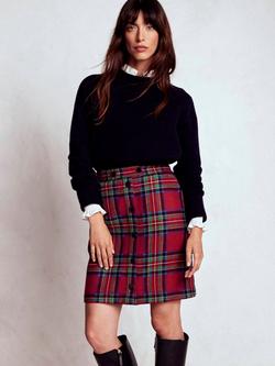 Boden Cecelia Tartan Wool Rich Skirt, Red/Multi, Red/Multi