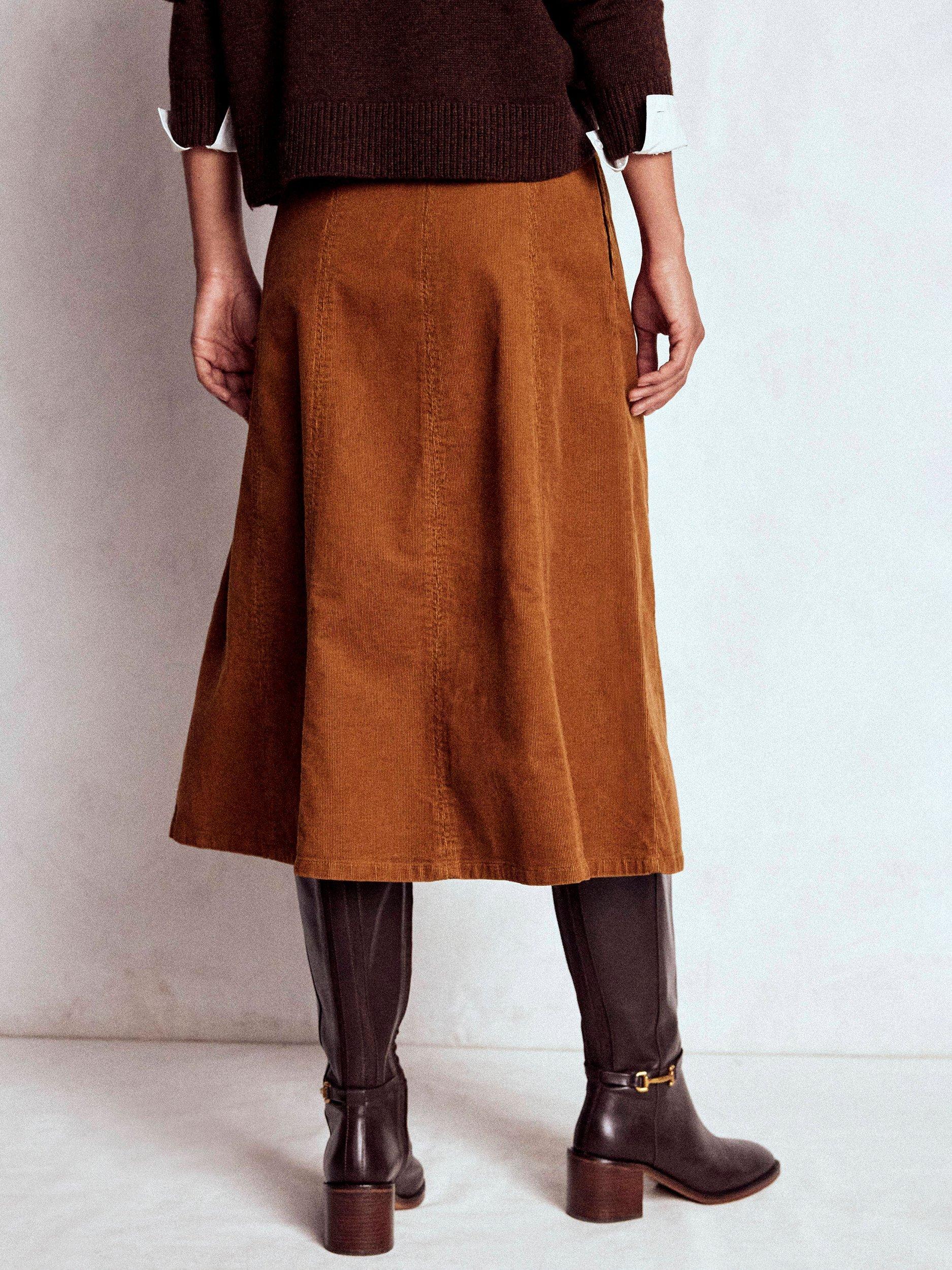 Product image 3 of 5, which shows Boden Joy Corduroy Midi Skirt, Ginger, 8