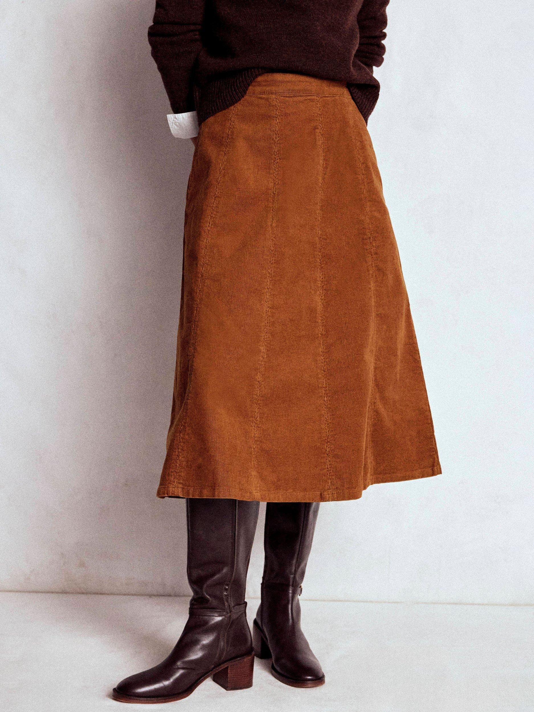 Product image 4 of 5, which shows Boden Joy Corduroy Midi Skirt, Ginger, 8