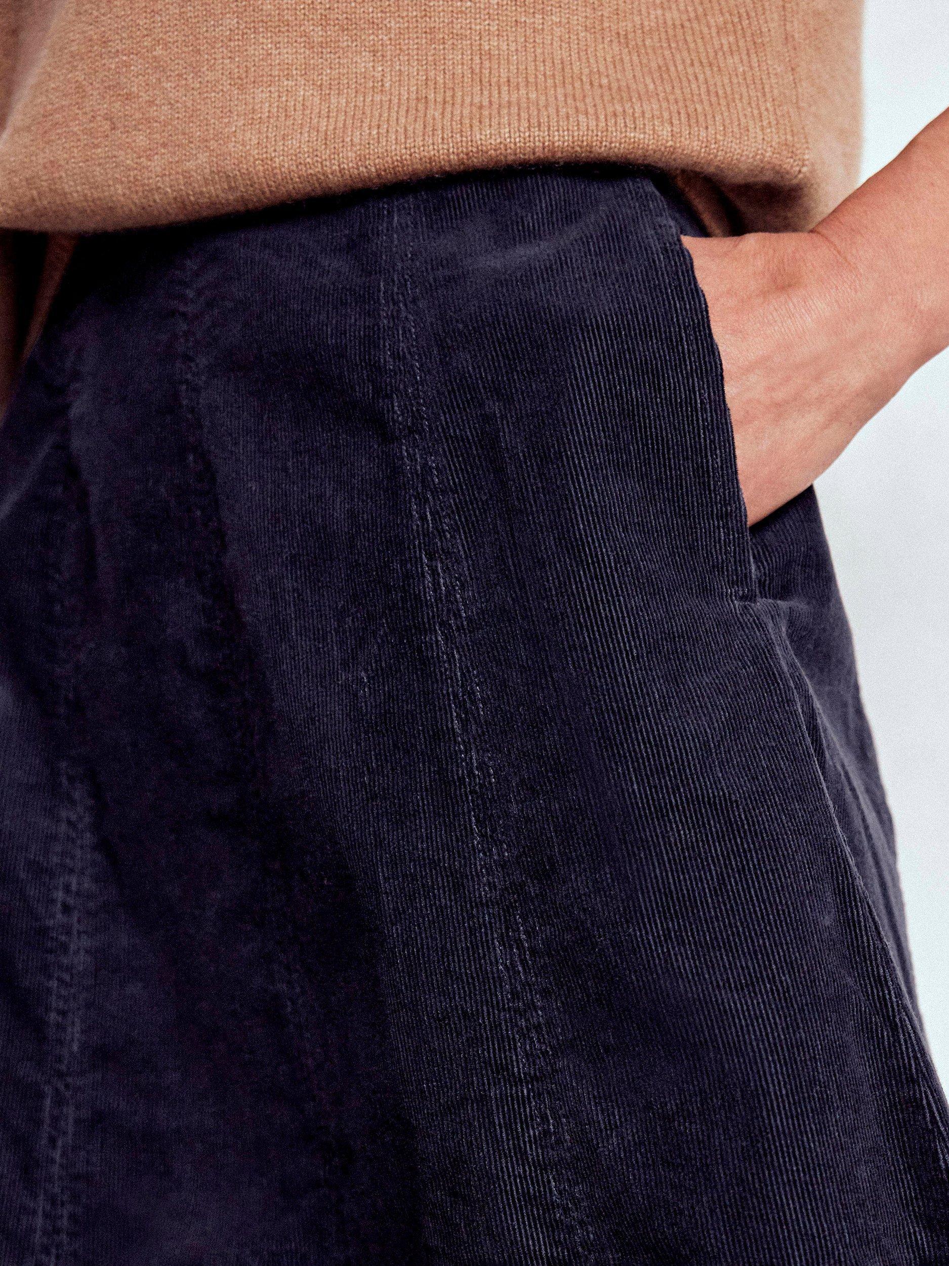 Product image 3 of 5, which shows Boden Joy Corduroy Midi Skirt, Navy, 8