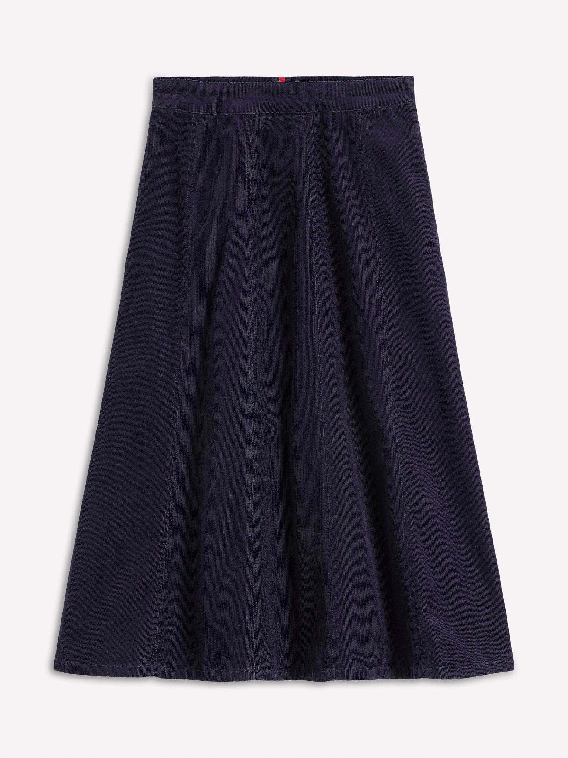 Product image 5 of 5, which shows Boden Joy Corduroy Midi Skirt, Navy, 8