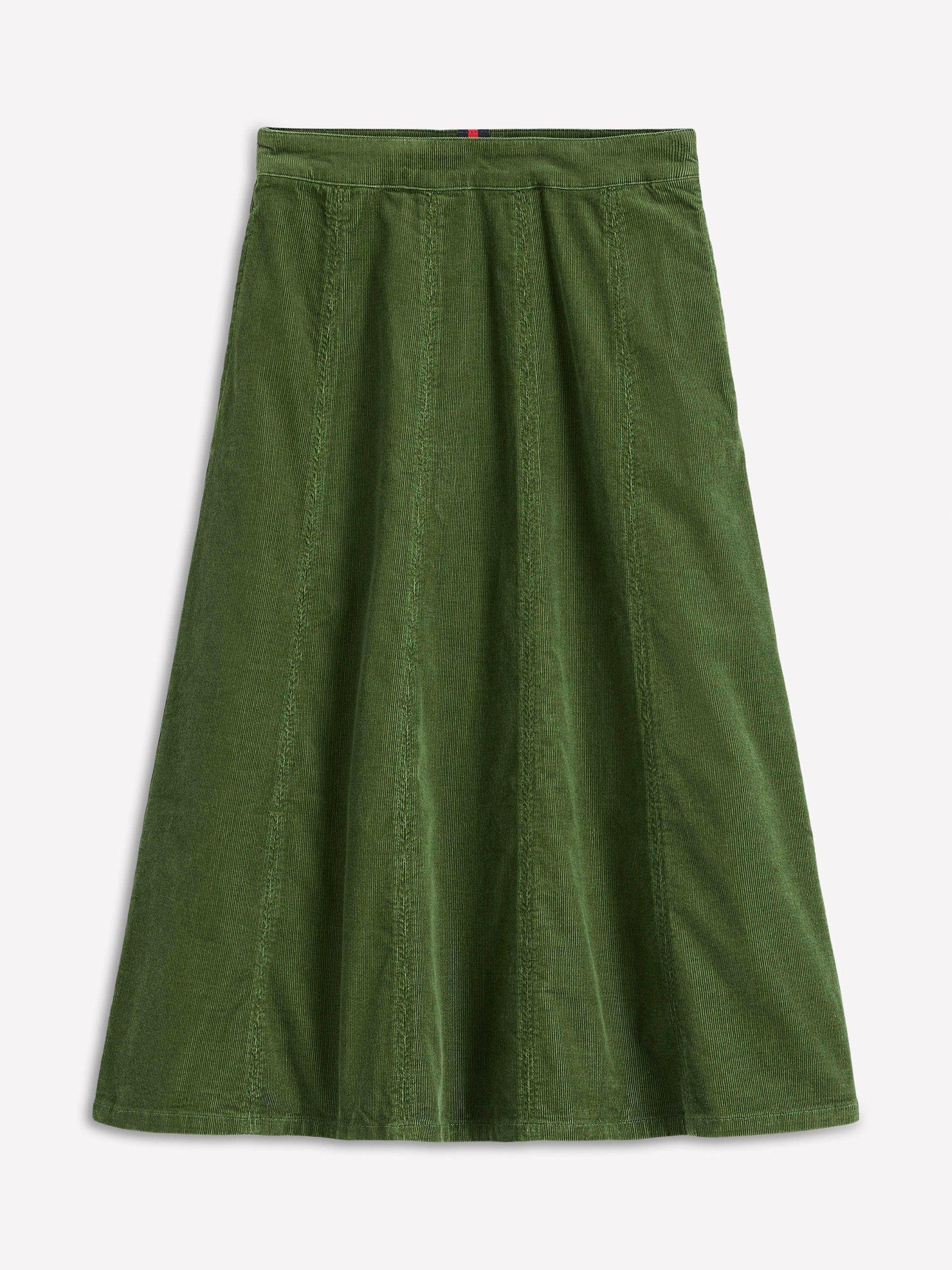Product image 5 of 5, which shows Boden Joy Corduroy Midi Skirt, Fern, 8