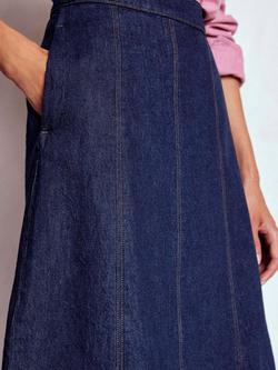 Boden Joy Panelled Denim Midi Skirt, Indigo - view 2, Indigo