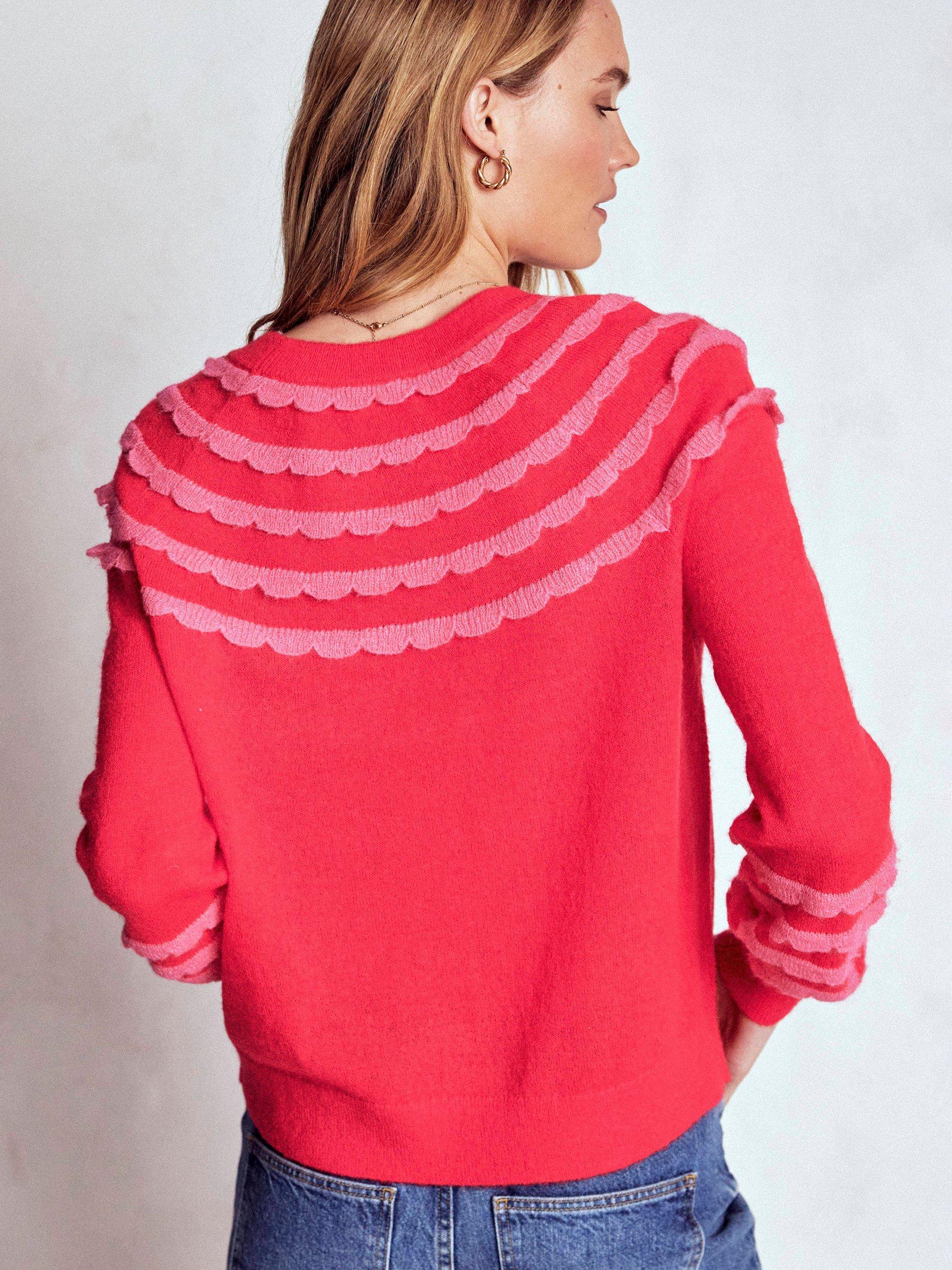 Product image 3 of 6, which shows Boden Alice Fluffy Raglan Jumper, Poppy Red, S