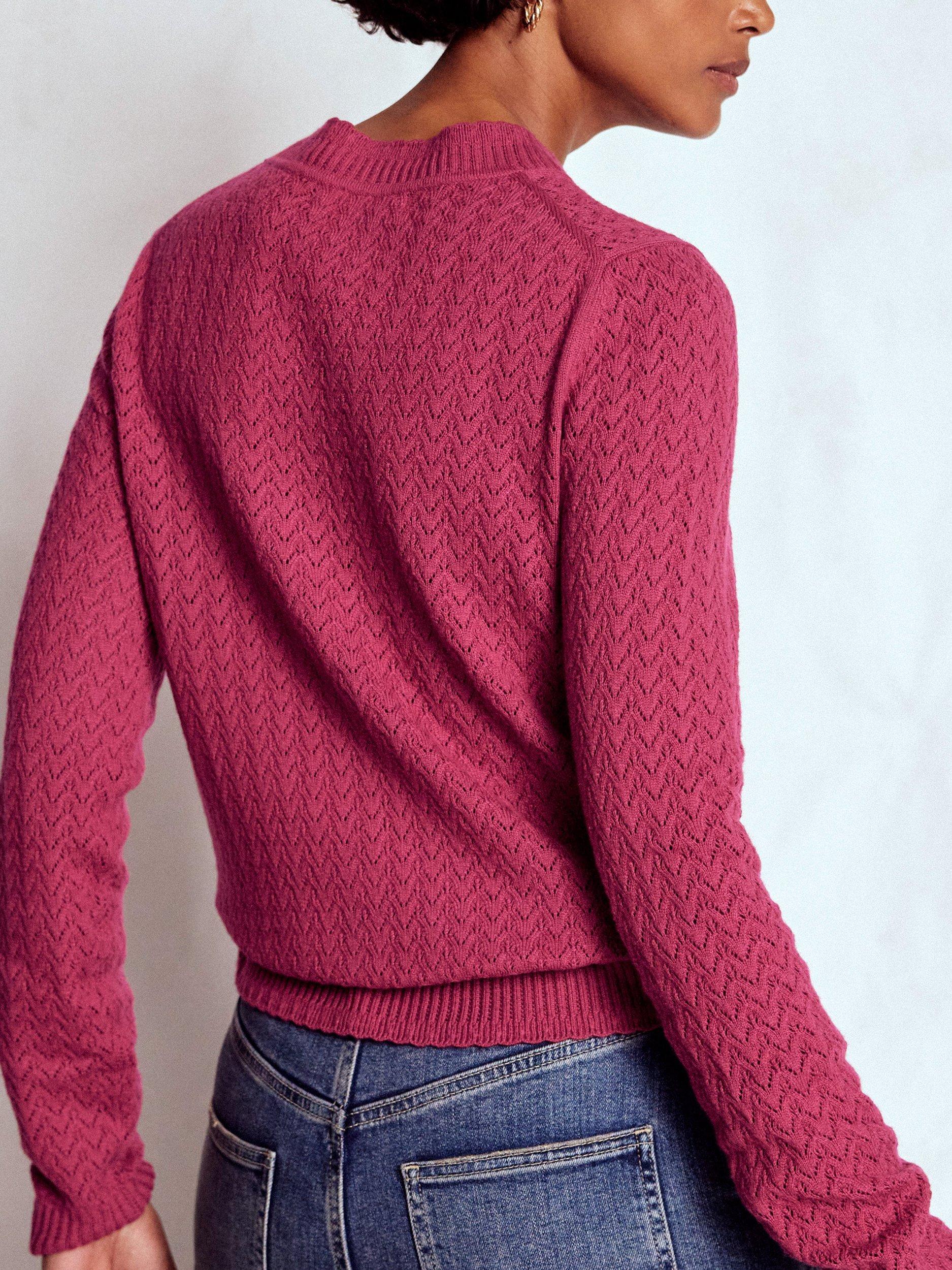 Product image 4 of 6, which shows Boden Diane Pointelle Jumper, Bright Cherry, S