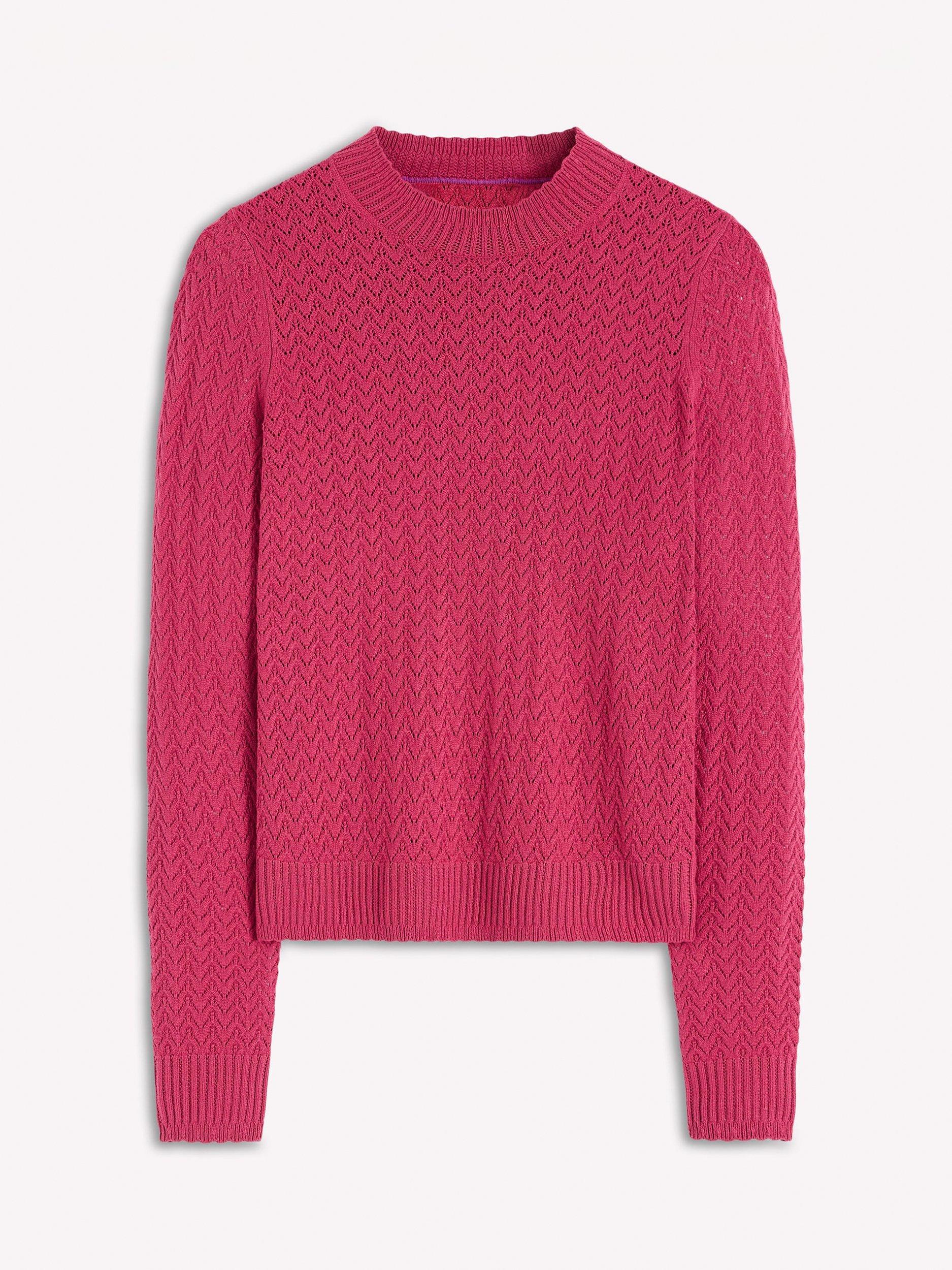Product image 6 of 6, which shows Boden Diane Pointelle Jumper, Bright Cherry, S