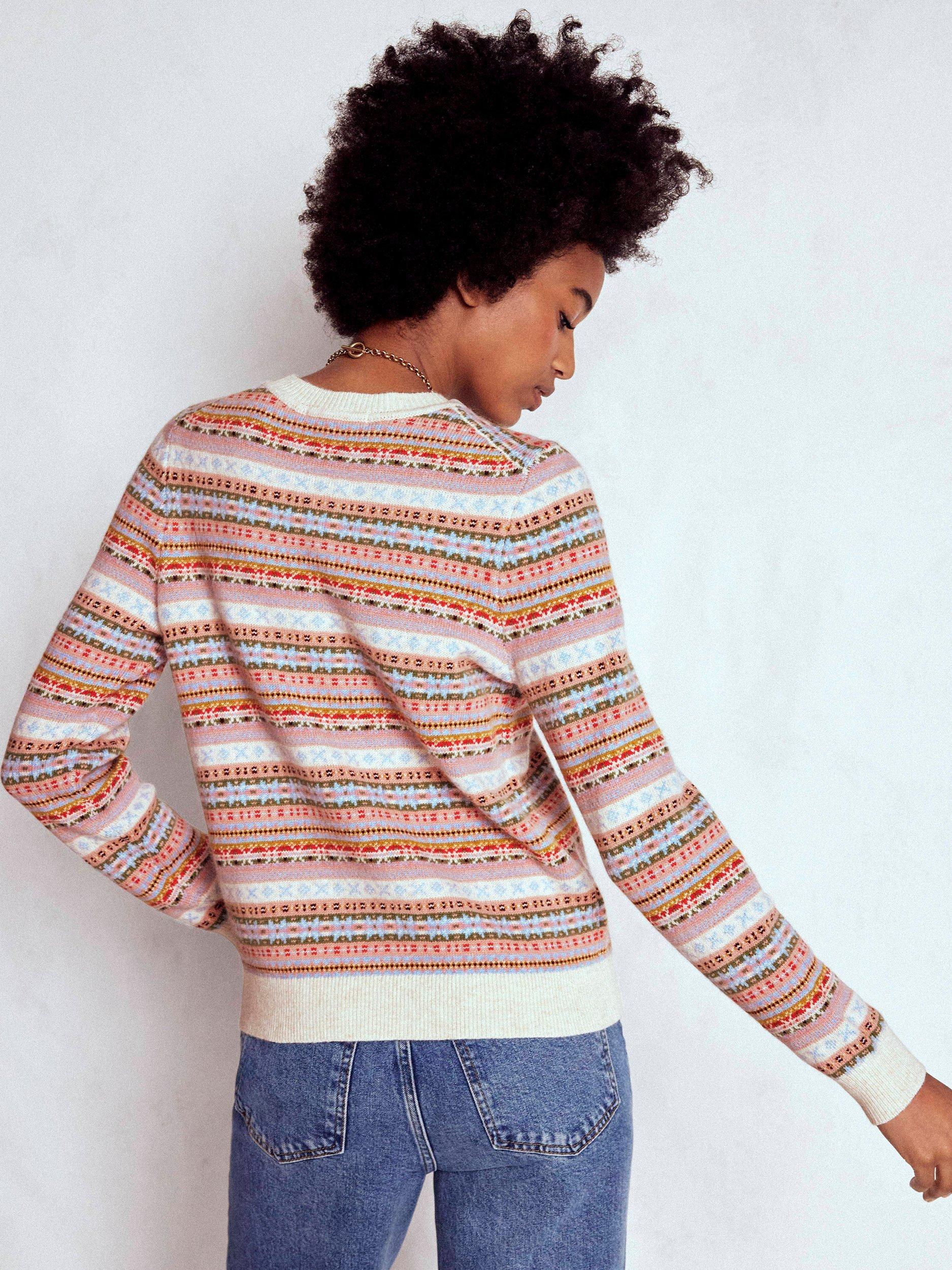 Product image 3 of 7, which shows Boden Edie Fair Isle Stripe Wool Blend Jumper, Multi, S