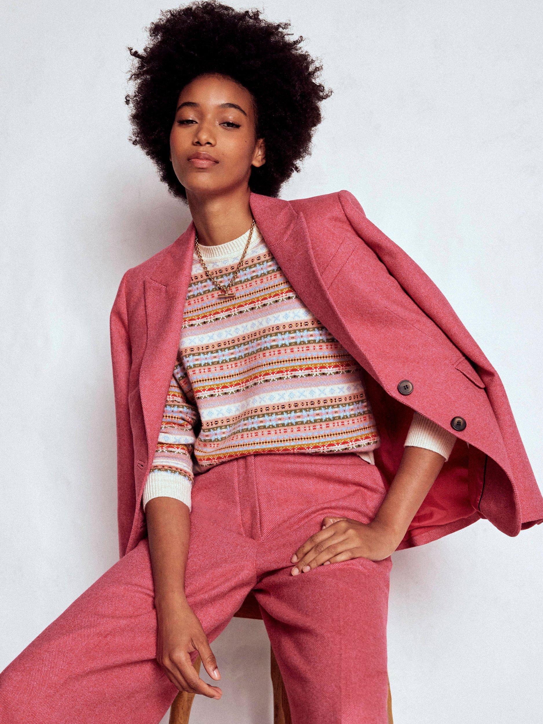 Product image 4 of 7, which shows Boden Edie Fair Isle Stripe Wool Blend Jumper, Multi, S