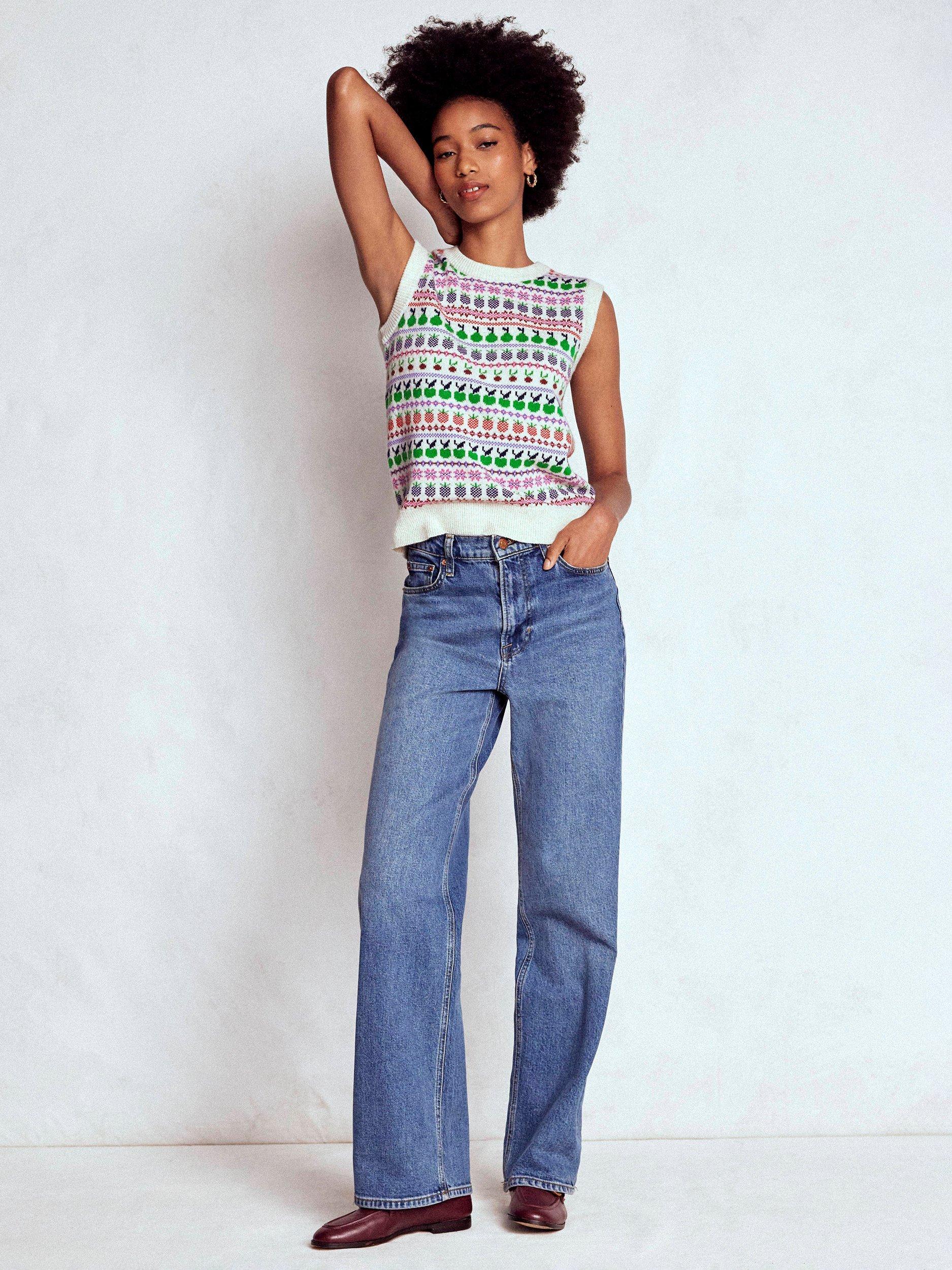 Product image 5 of 7, which shows Boden Edie Fair Isle Fruit Wool Blend Tank Top, Ecru, S