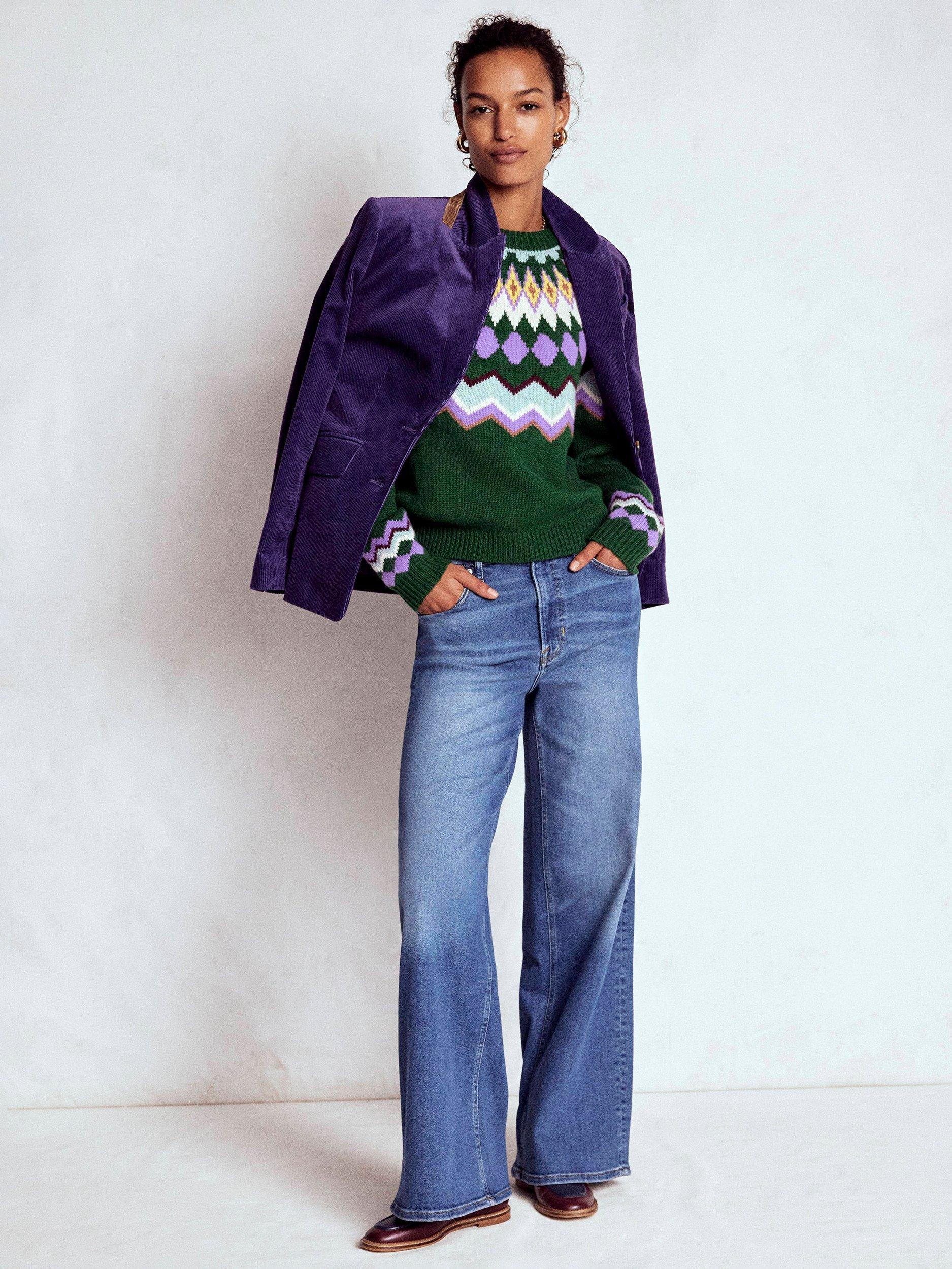 Product image 5 of 7, which shows Boden Eleanor Fair Isle Wool Blend Jumper, Courtyard Melange, XS