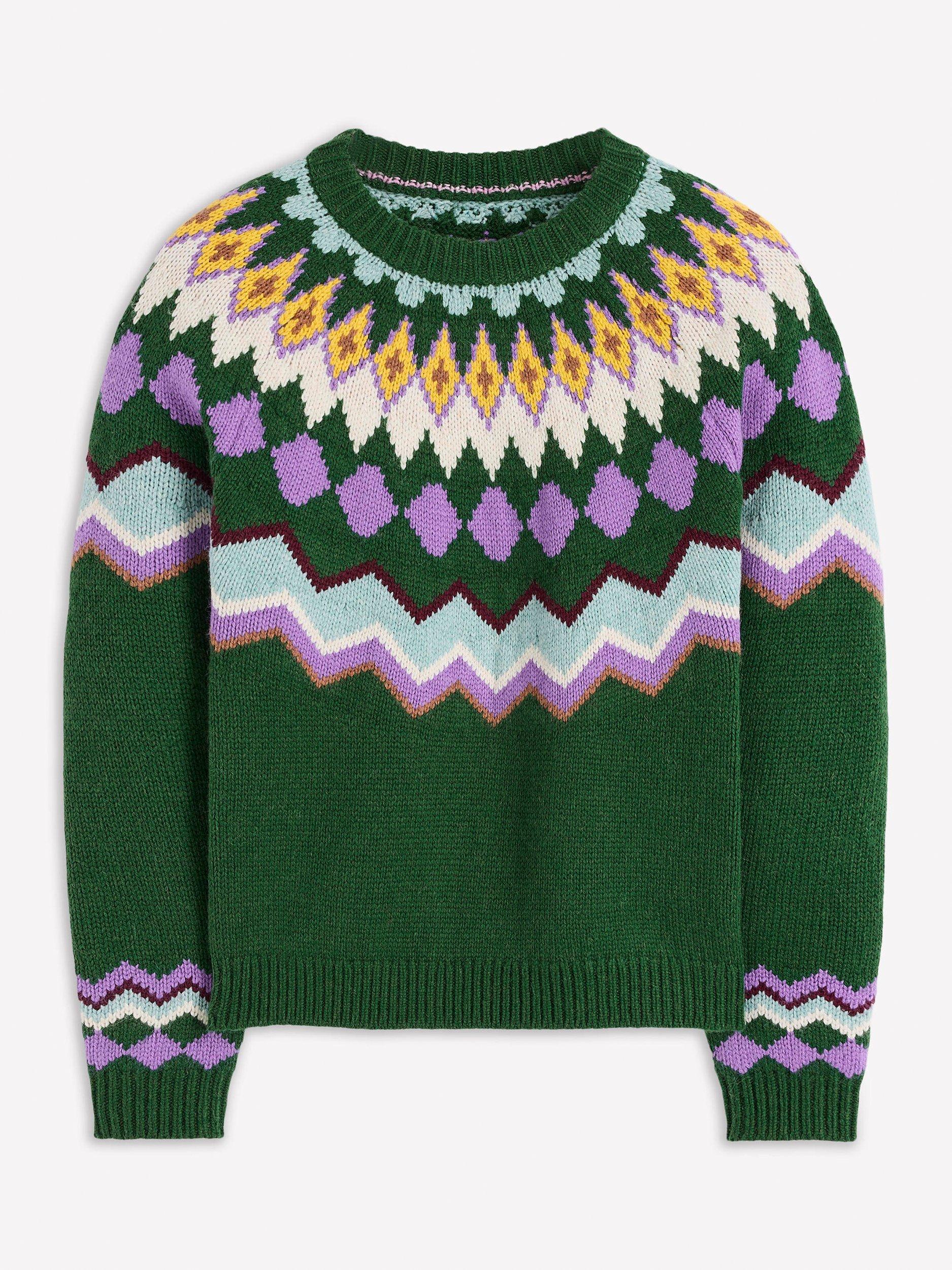 Product image 7 of 7, which shows Boden Eleanor Fair Isle Wool Blend Jumper, Courtyard Melange, XS