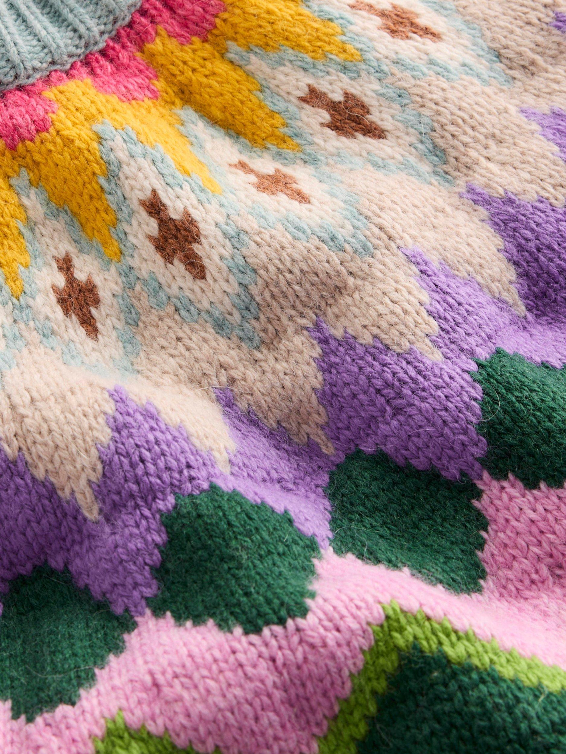 Product image 7 of 8, which shows Boden Eleanor Fair Isle Wool Blend Jumper, Blue Melange, S