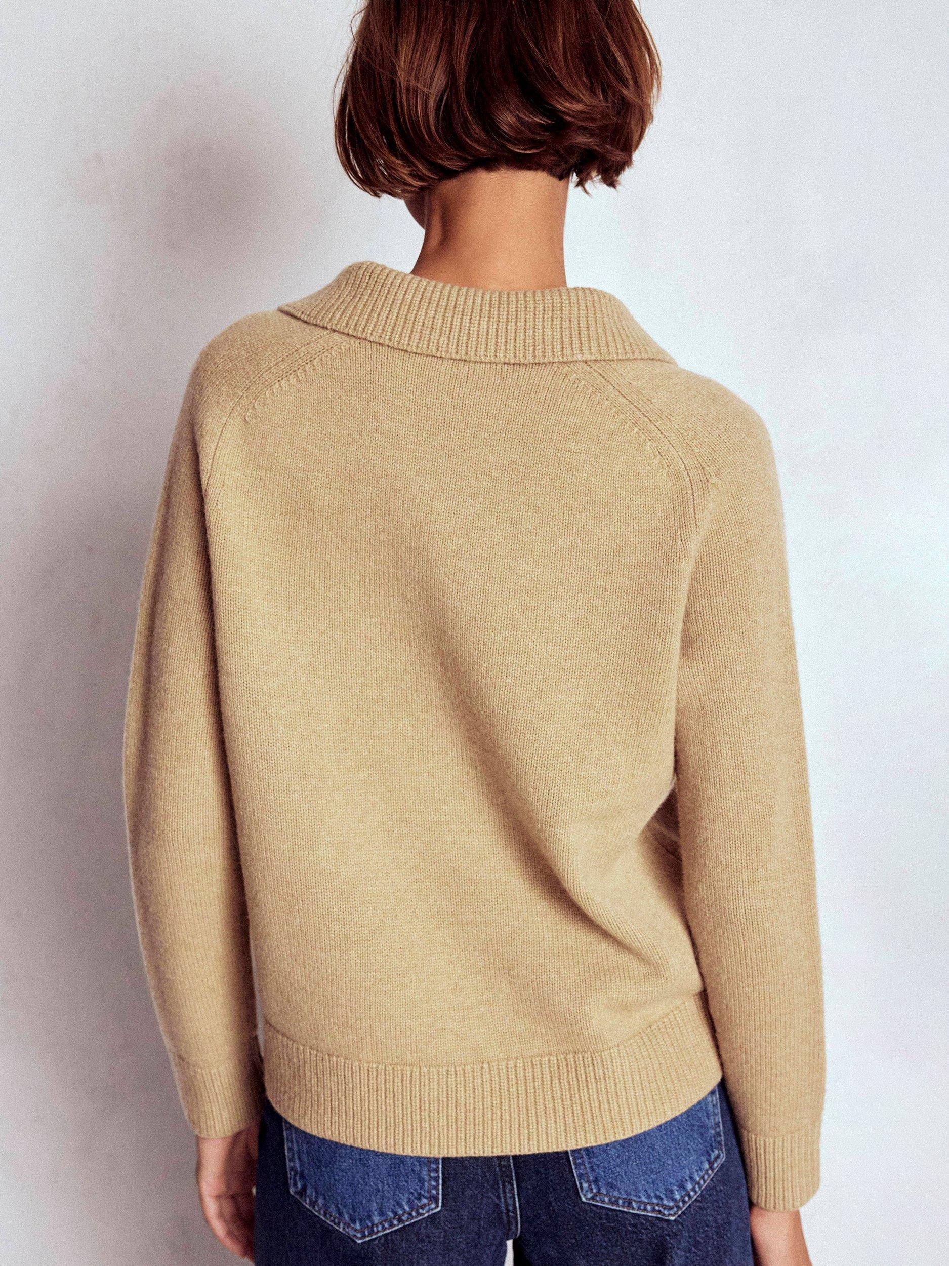 Boden Marion Pure Merino Wool Henley Jumper, Natural Beige