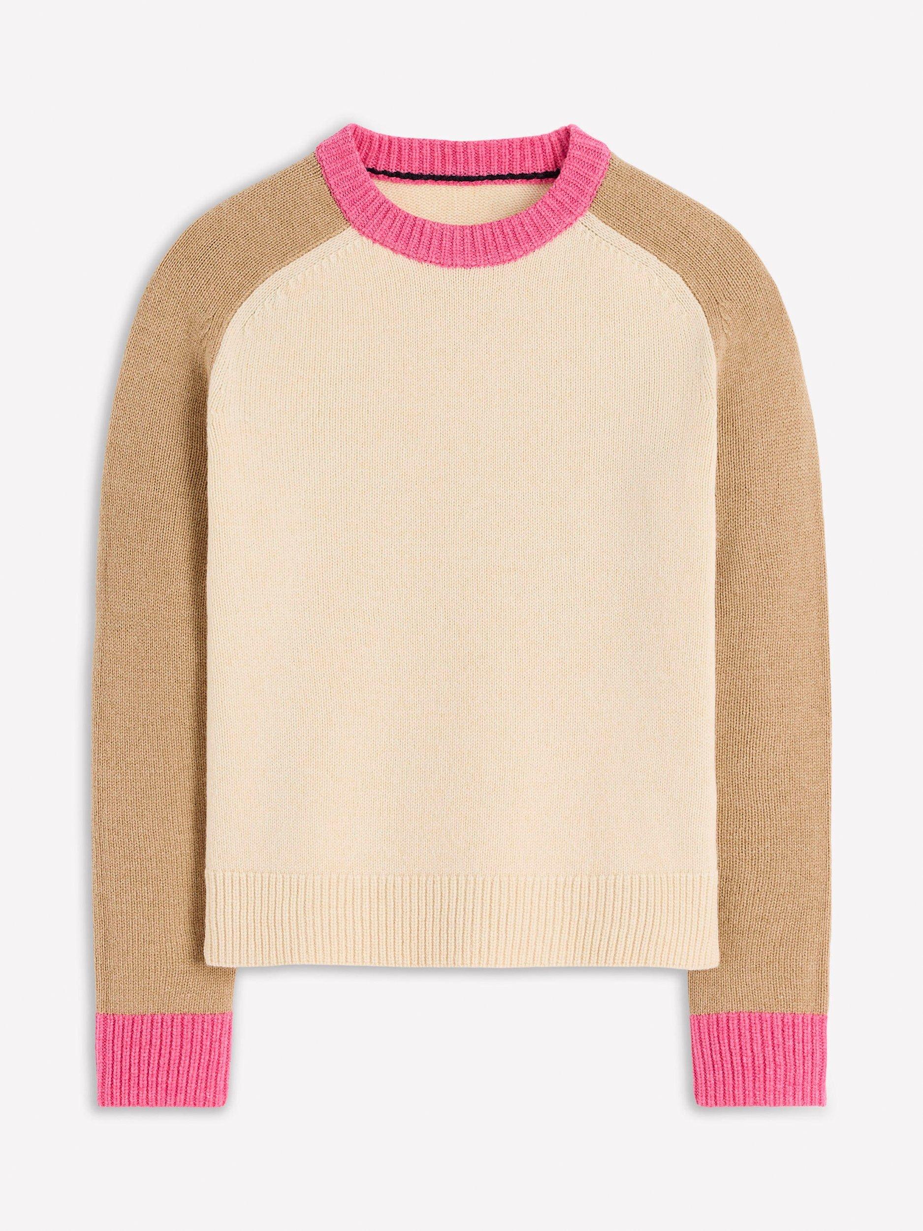 Product image 6 of 6, which shows Boden Marion Colour Block Pure Merino Wool Jumper, Ivory/Multi, S