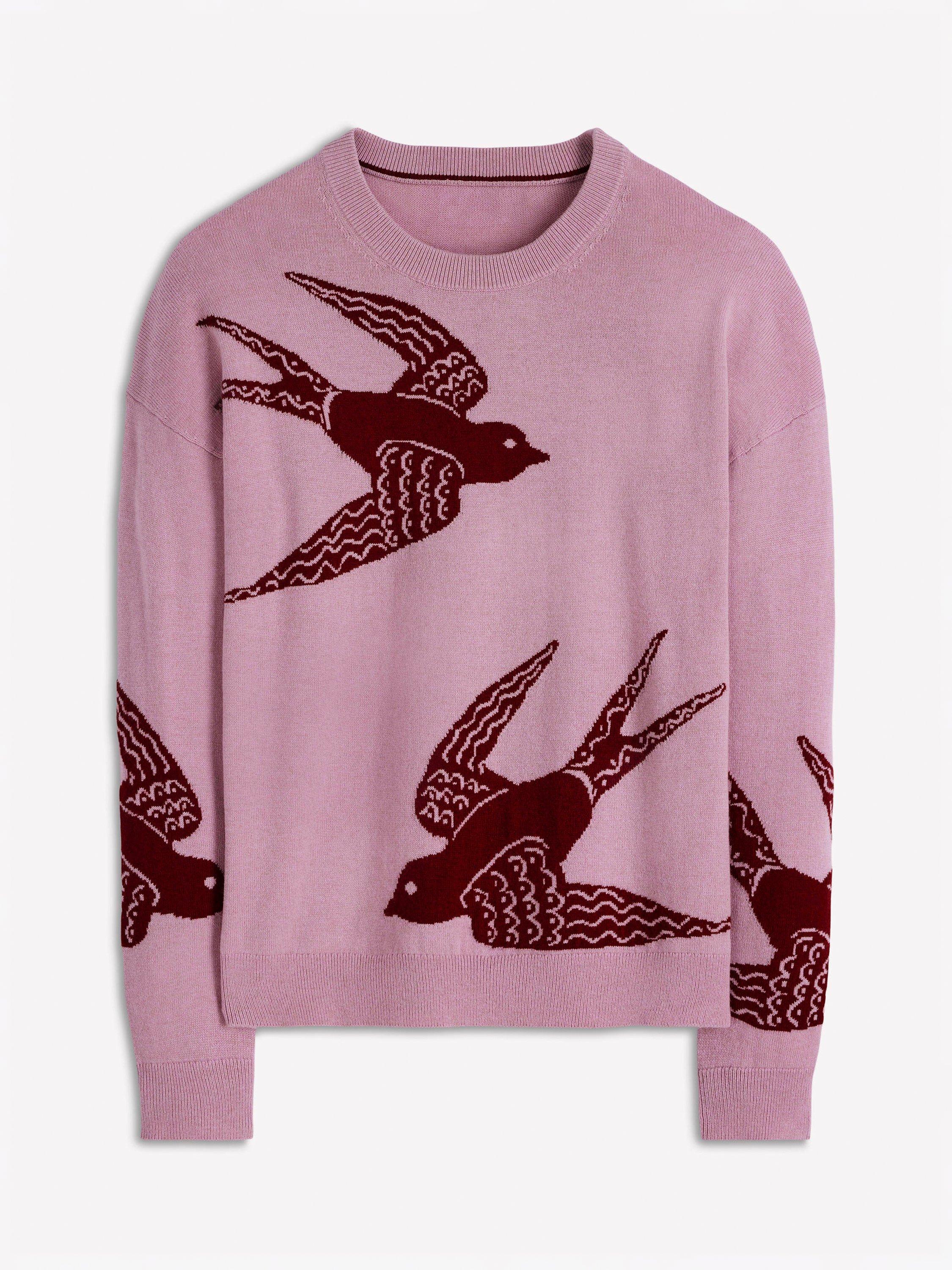Product image 5 of 6, which shows Boden Natasha Birds Jumper, Pink/Multi, XL