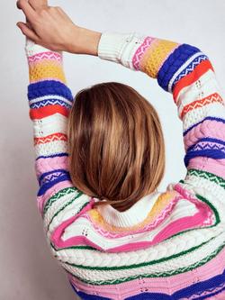 Boden Textured Fair Isle Stripe Wool Blend Jumper, Multi - view 2, Multi